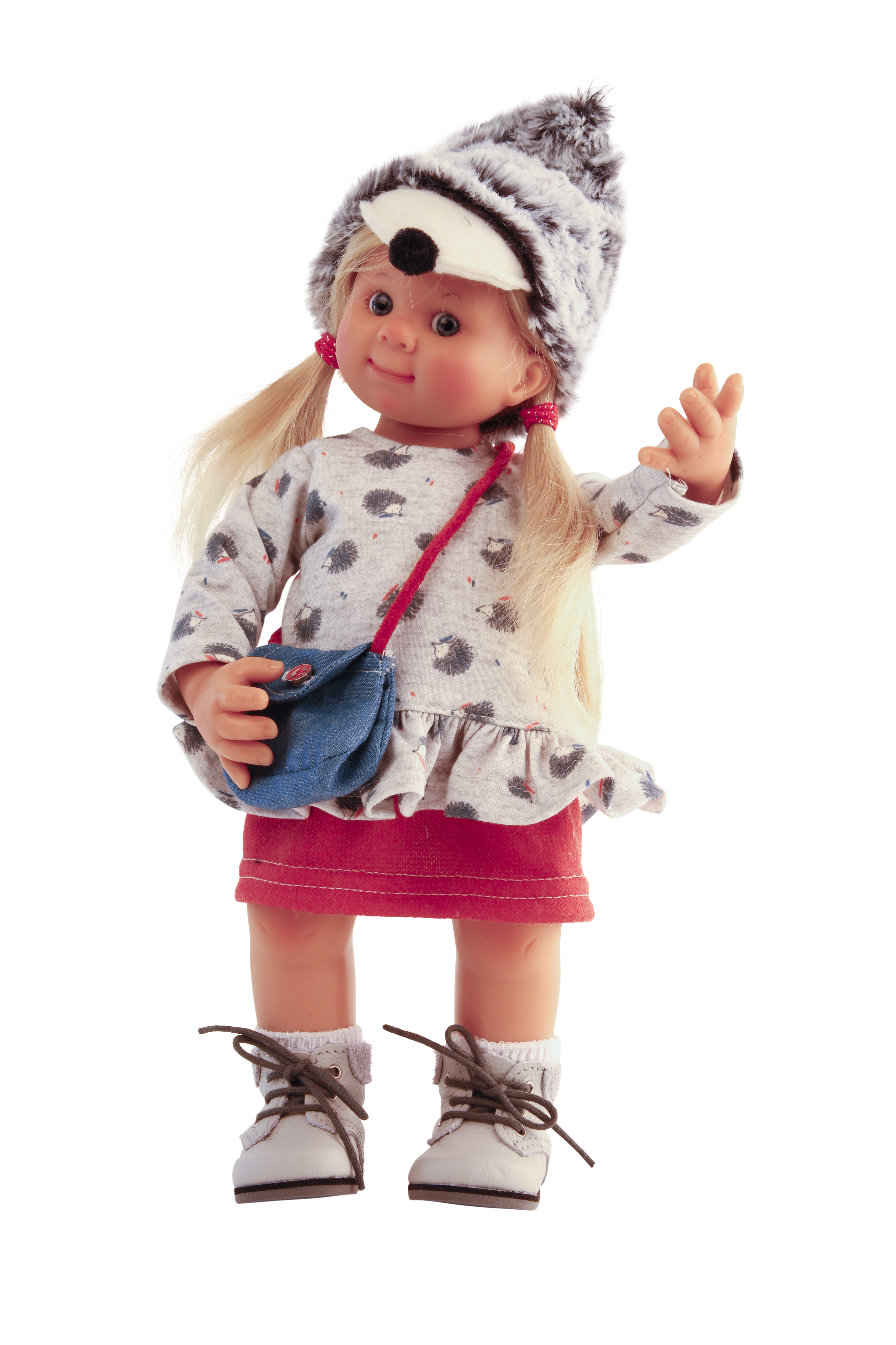 Puppe Müller-Wichtel Mona 30 cm blonde Haare, Igel-Kleidung
