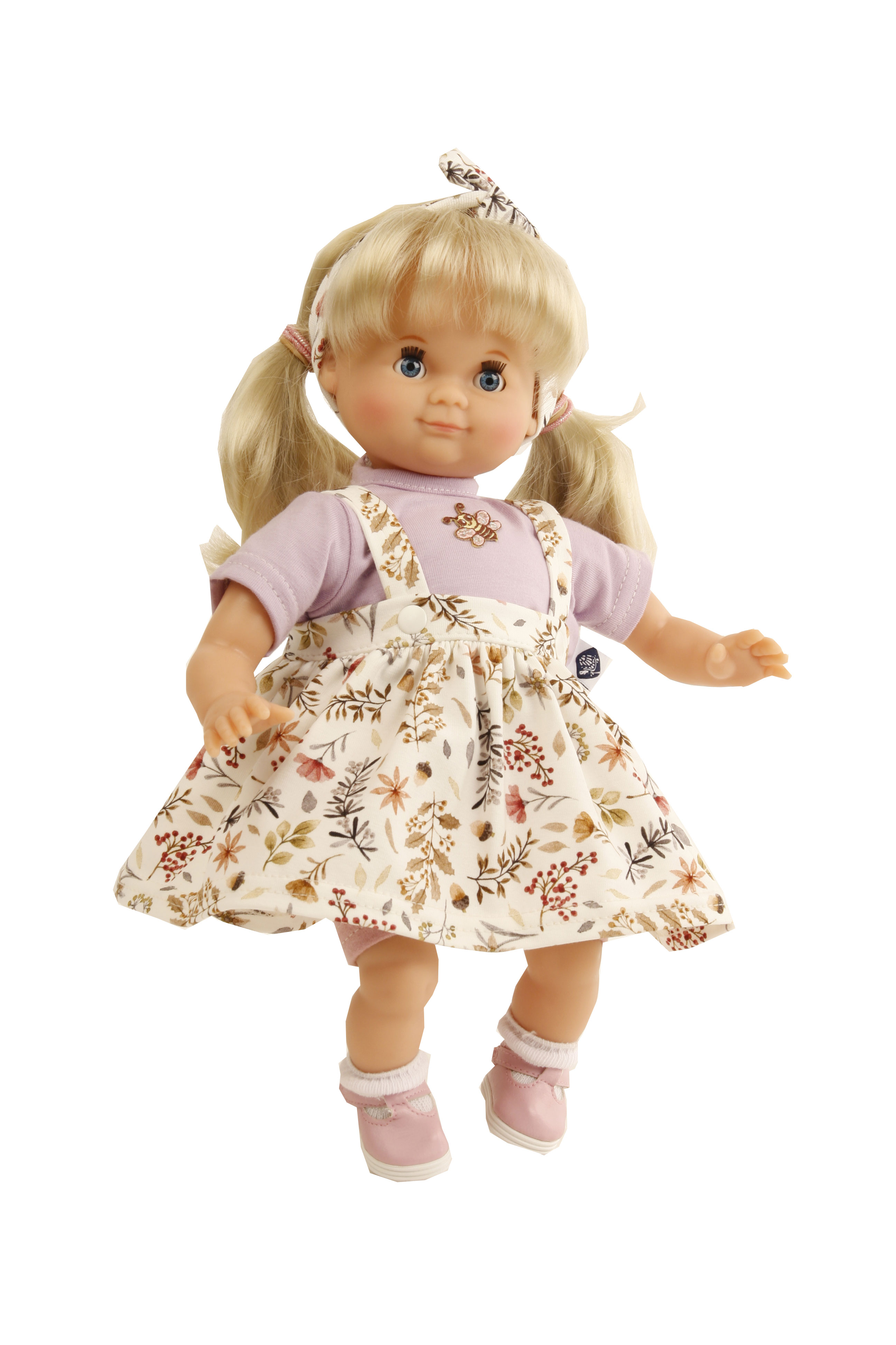 Puppe Schlummerle 32 cm blonde Haare, blaue Schlafaugen, Blumenkleid