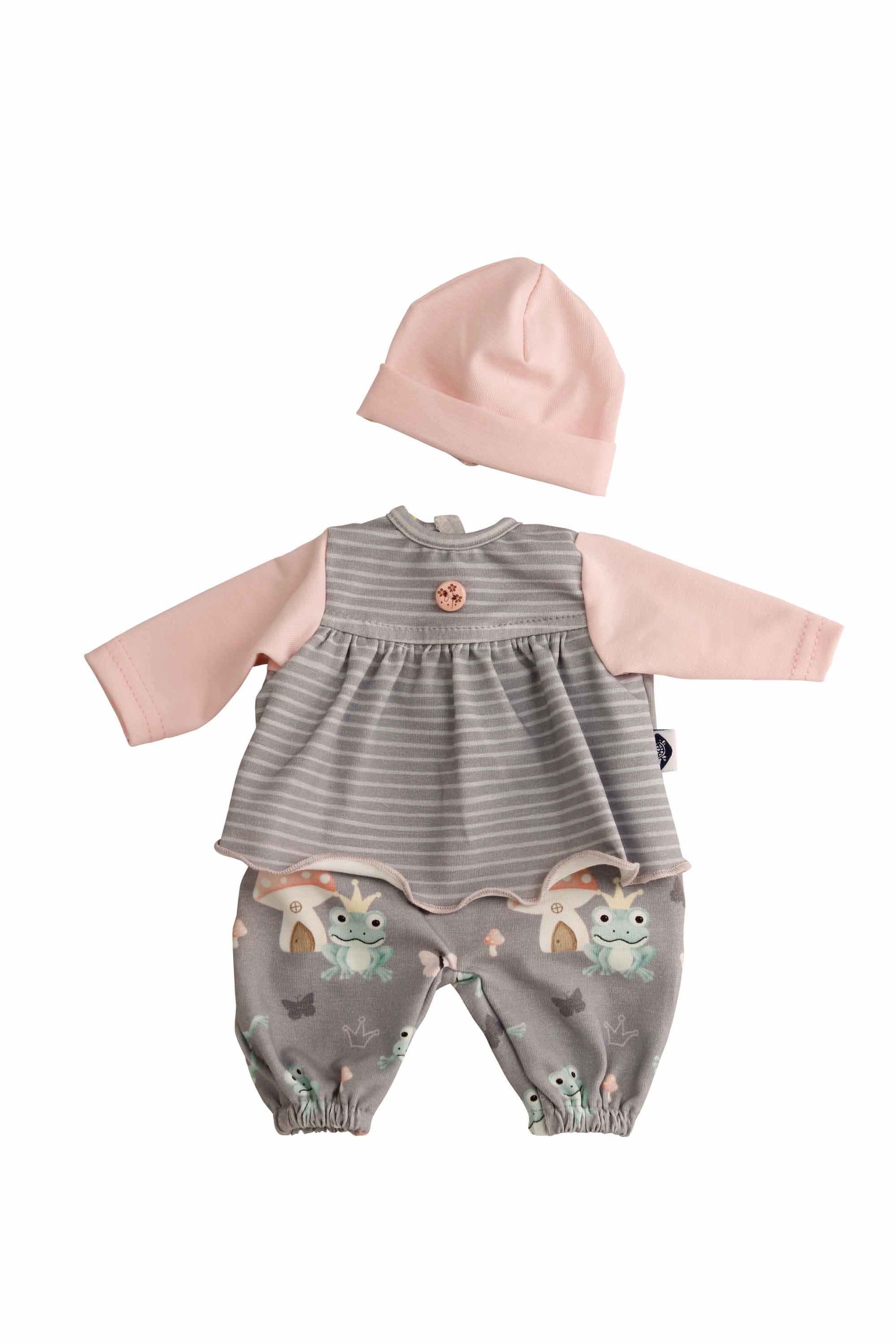 Kleidung zu Puppe Schlummerle 32 cm, Kleidung Froschkönig grau/rose