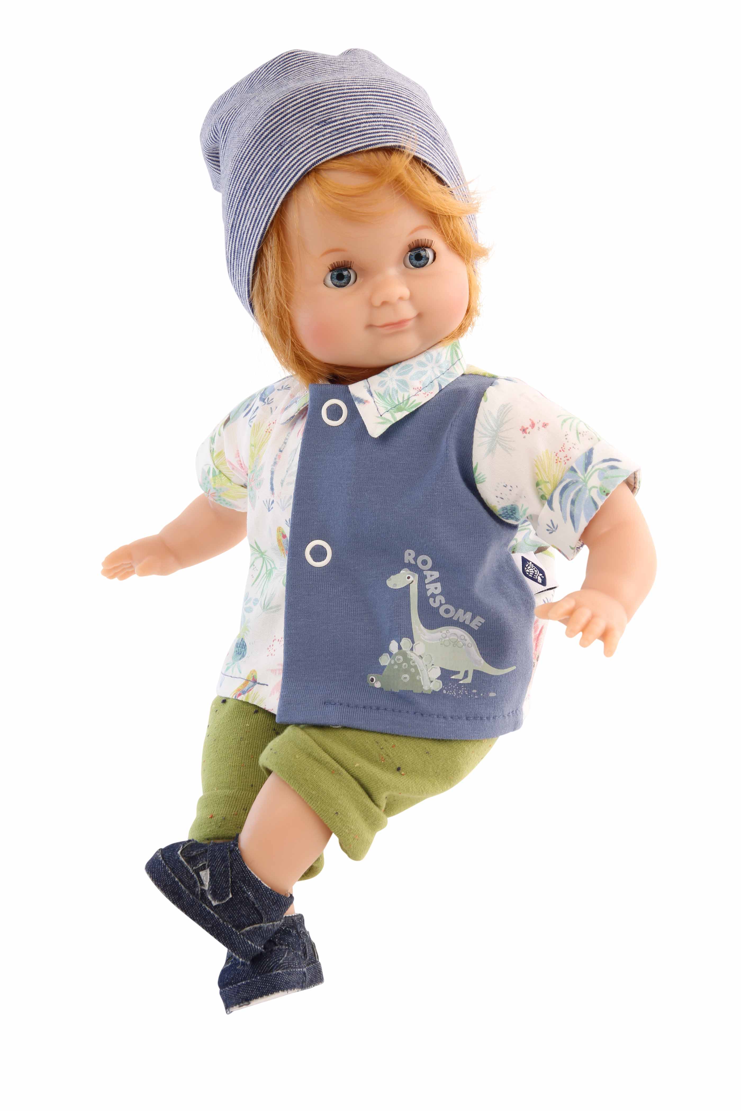 2032239 Puppe Schlummerle Junge 32 cm rote Haare, blaue Schlafaugen, Sommerkleidung Dino