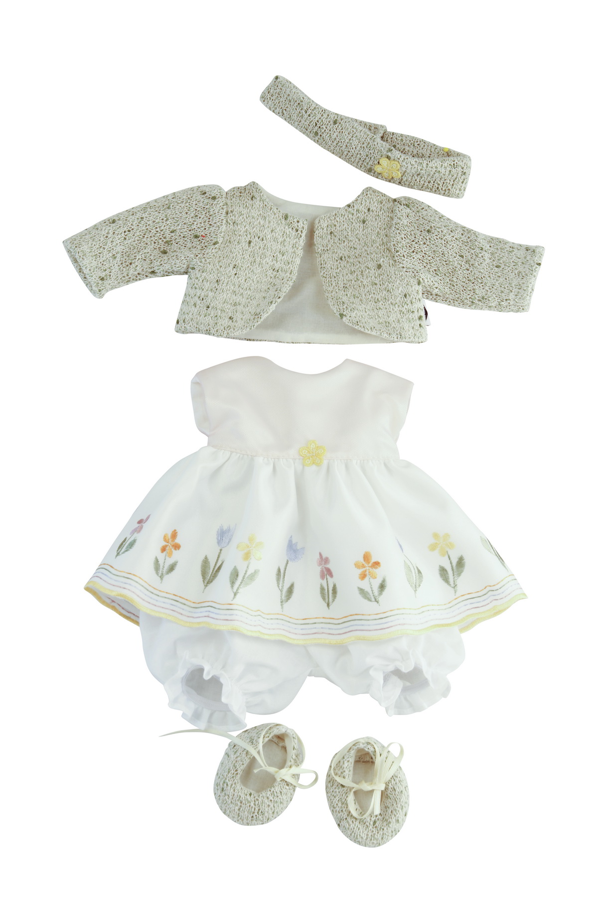 0035111 Hängekleid zu Baby Strampelchen 35cm weiss /grün
