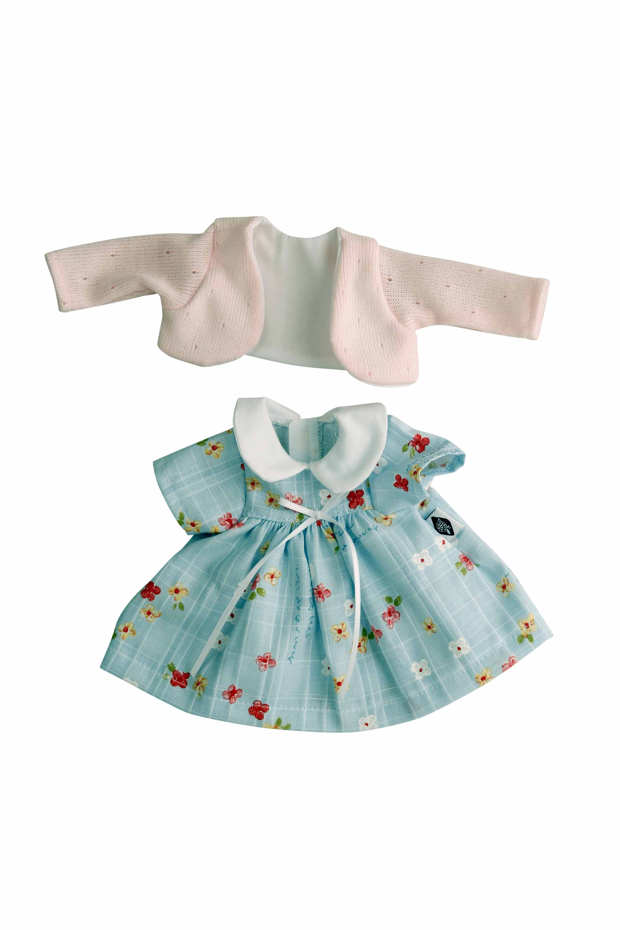 00292482Q95GtatG0IsP Kleid zu Stehpuppe alt 29 cm Sommerkleid rose/blau