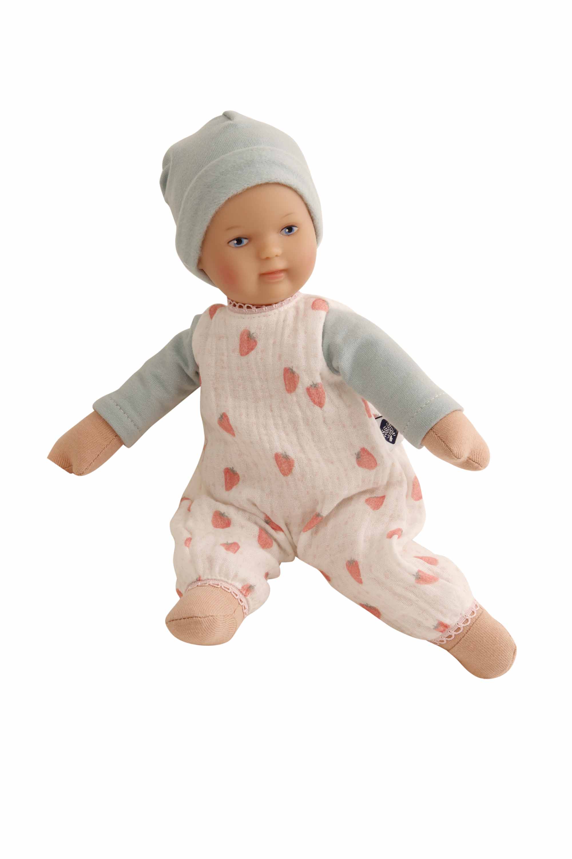 2630337 Puppe Schmuserle 30 cm Malhaar, blaue Malaugen, Kleidung Erdbeere