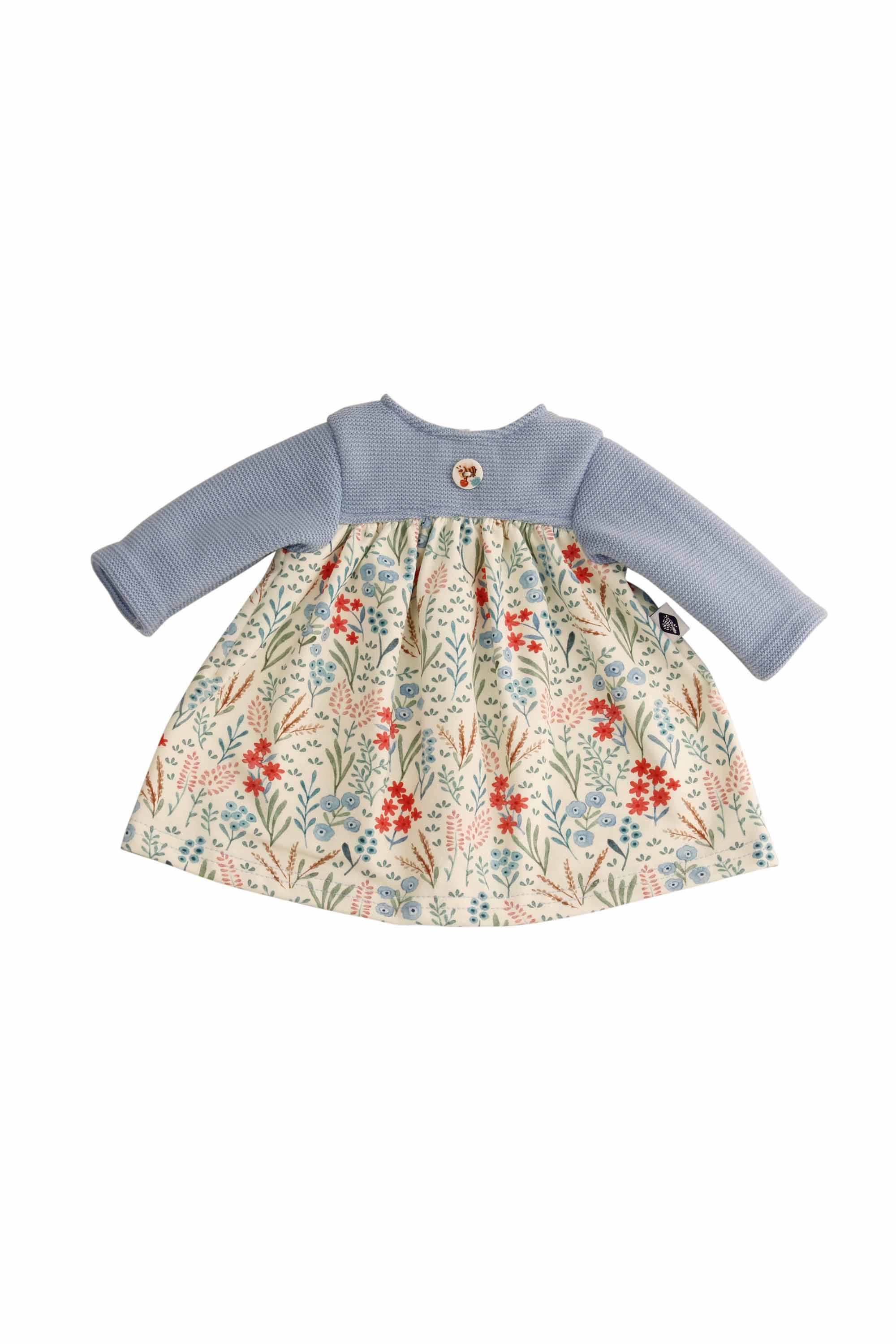 0032439 Kleid für Puppen 32-52 cm in blau/weiss