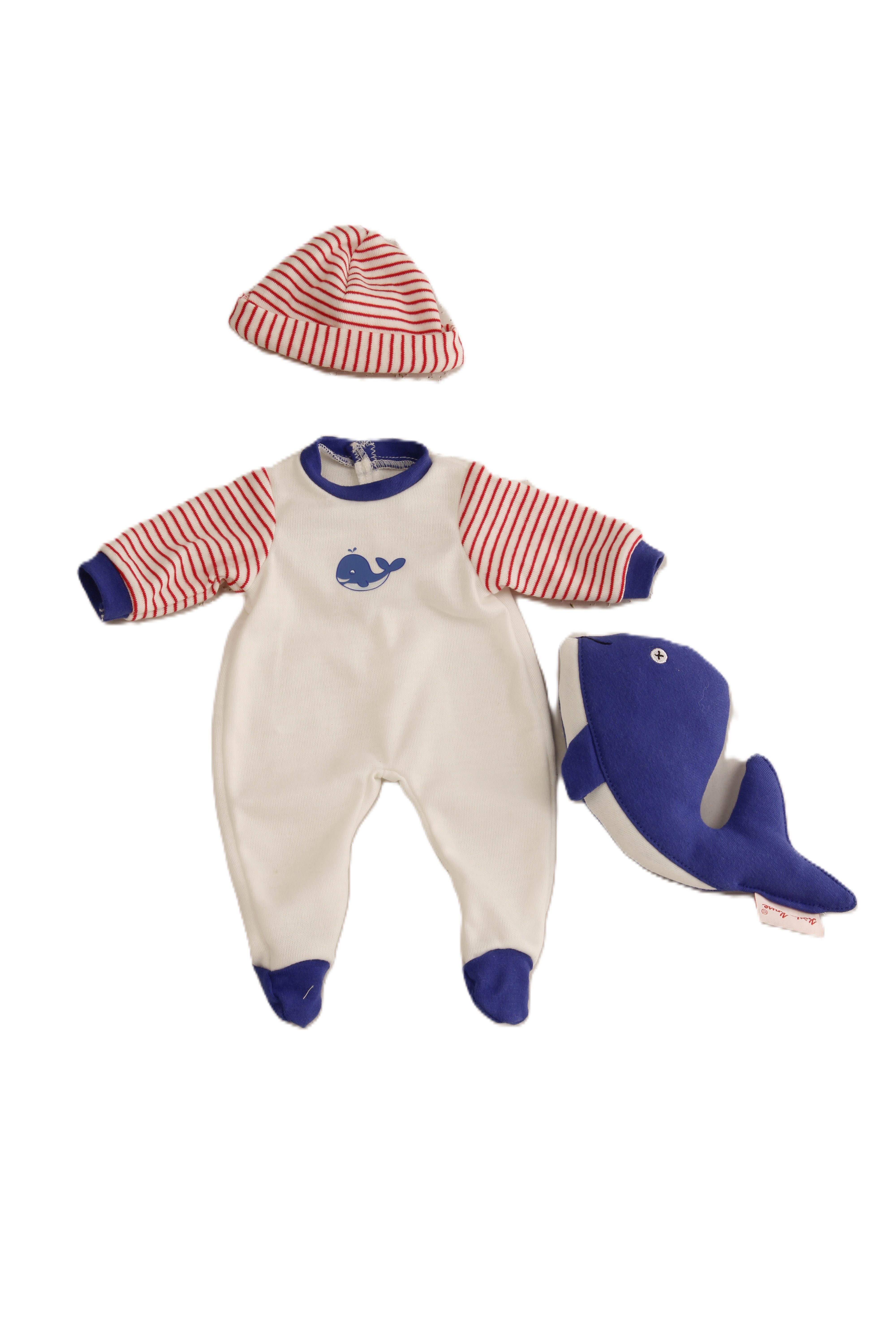 Kleidung zu Puppe Schlummerle 32 cm, Overall maritim mit Walfisch