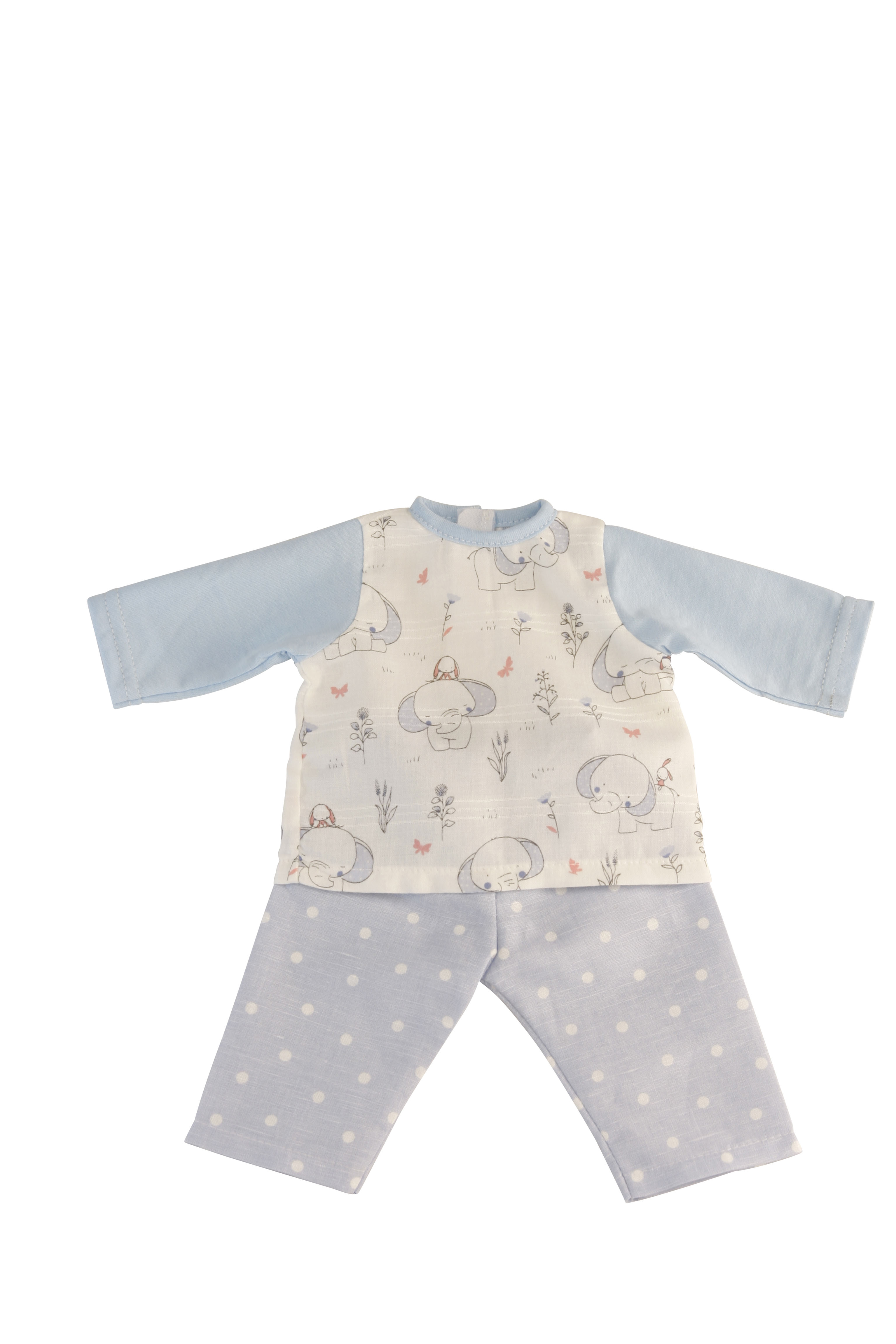 0032035 Kleidung Schlafanzug zu Puppe 32 -52 cm blau/weiss