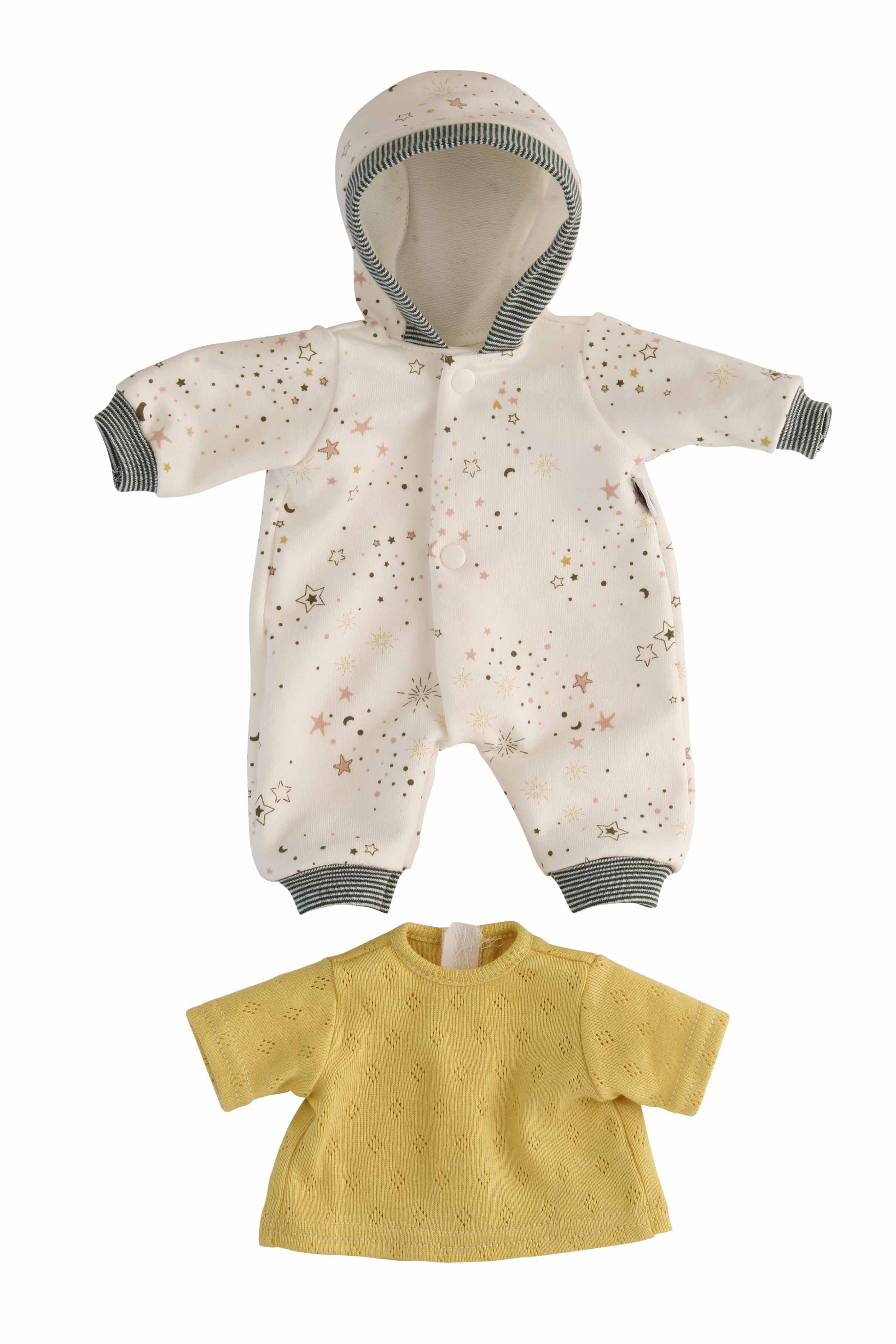0032226 Kleidung zu Puppe Schlummerle 32 cm, Overall weiss/blau
