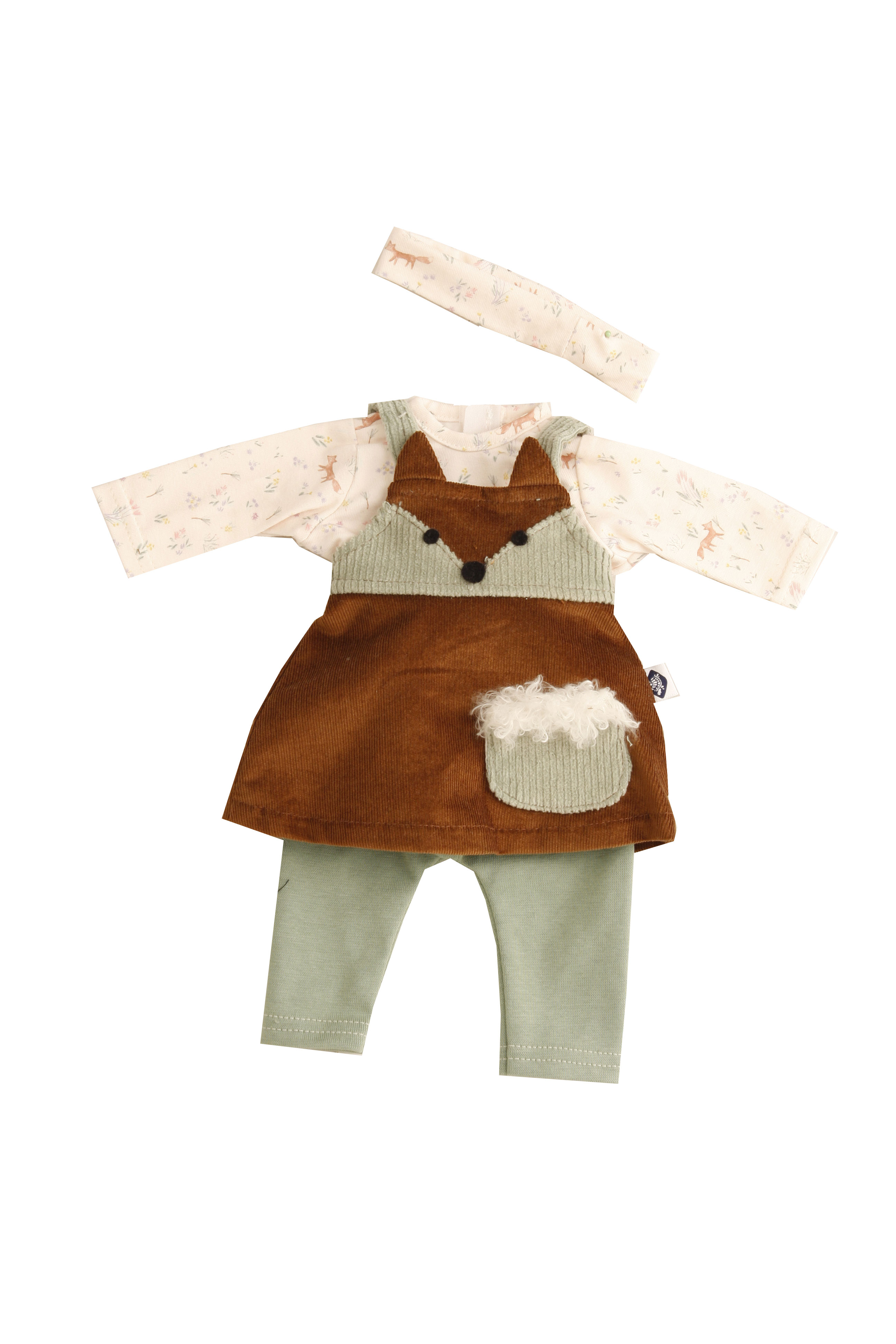 0037139 Kleidung zu Puppe 37 cm Schlummerle/Strampelchen/Lenchen- Kleid Fuchs