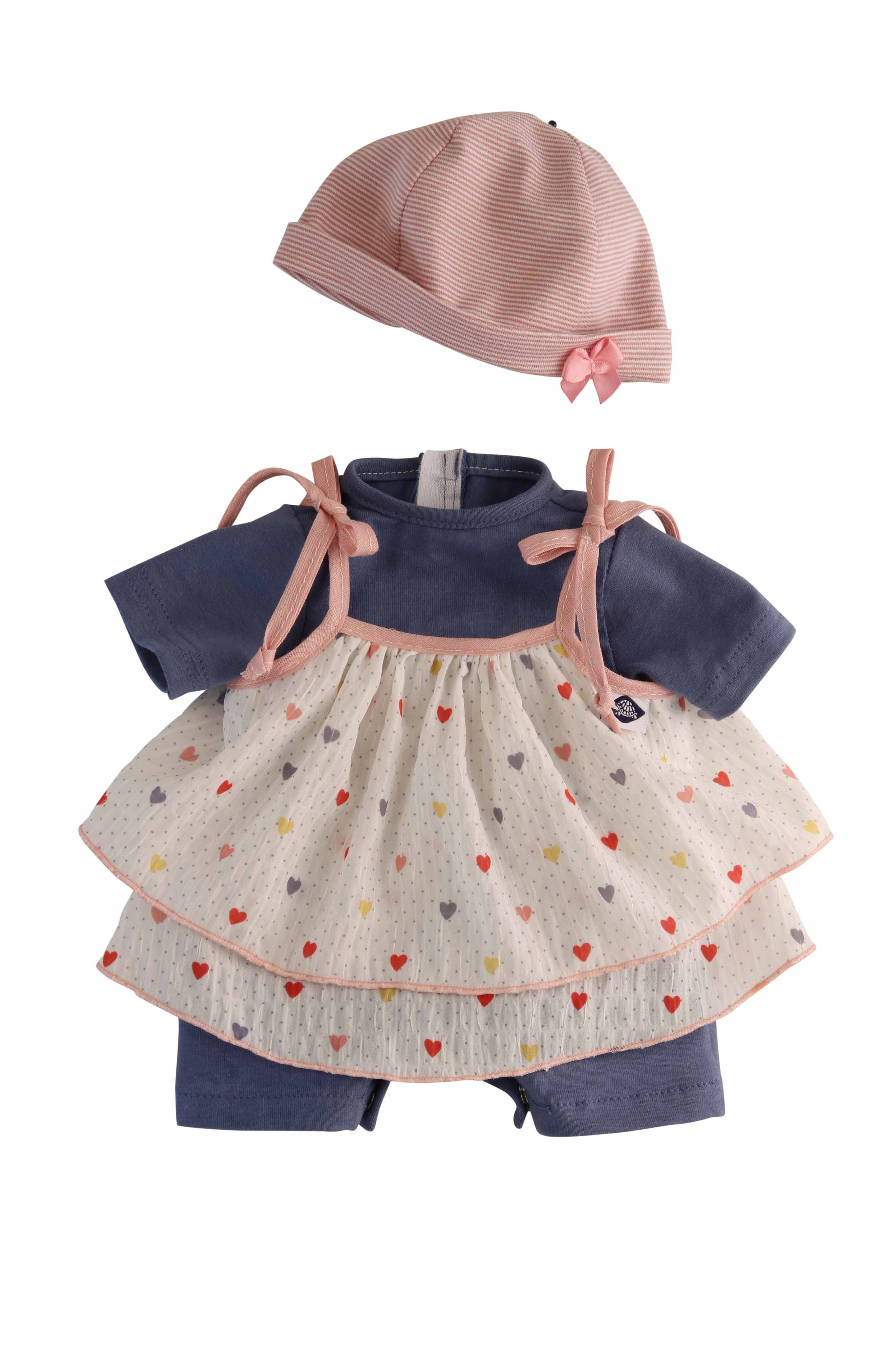 0037230 Kleidung zu Puppe 37 cm Lenchen/Strampelchen/Schlummerle, blau/weiss/rose