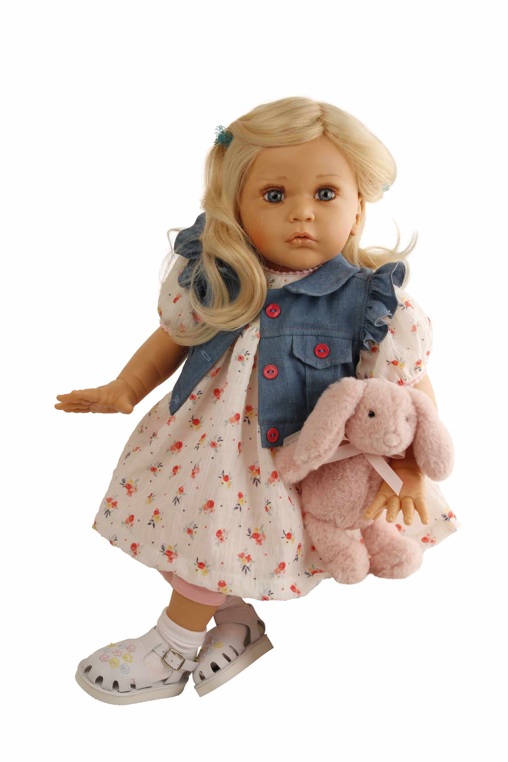Puppe Mara 60 cm von Gudrun Legler, blonde Haare, Kleidung sommerlich
