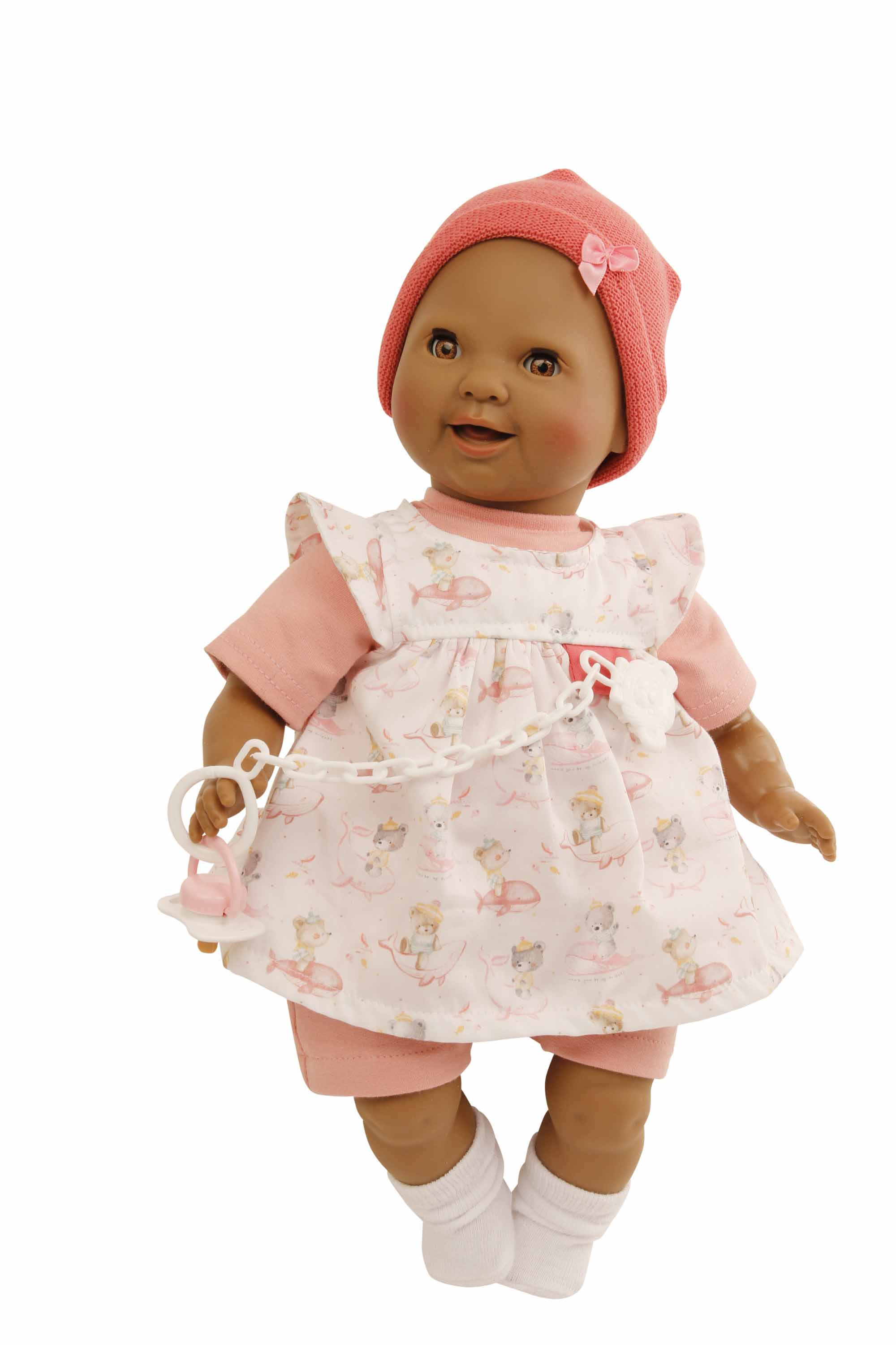 Schnullerbaby schwarz Lenchen 37 cm Malhaar,braune Schlafaugen, Kleidung Walfisch