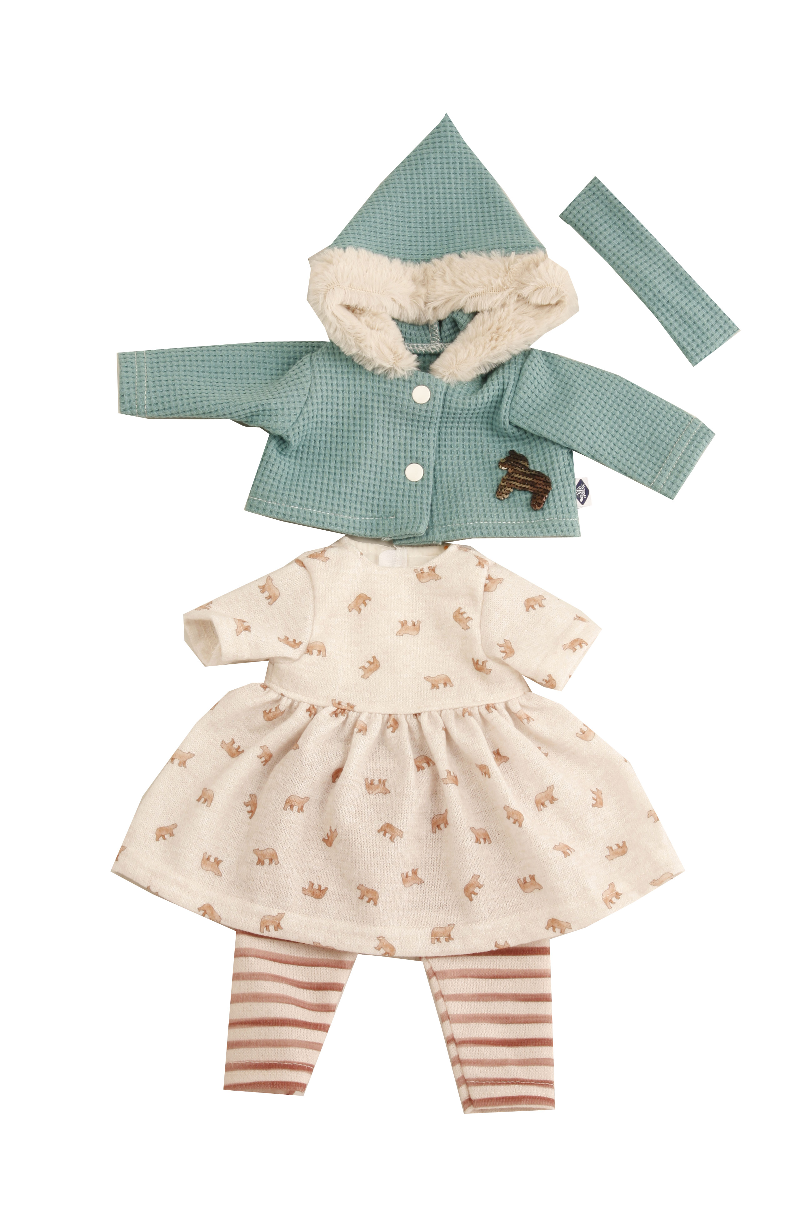 Kleidung zu Puppe 37 cm Schlummerle/Strampelchen/Lenchen- Kleidung winterlich  beige/petrol