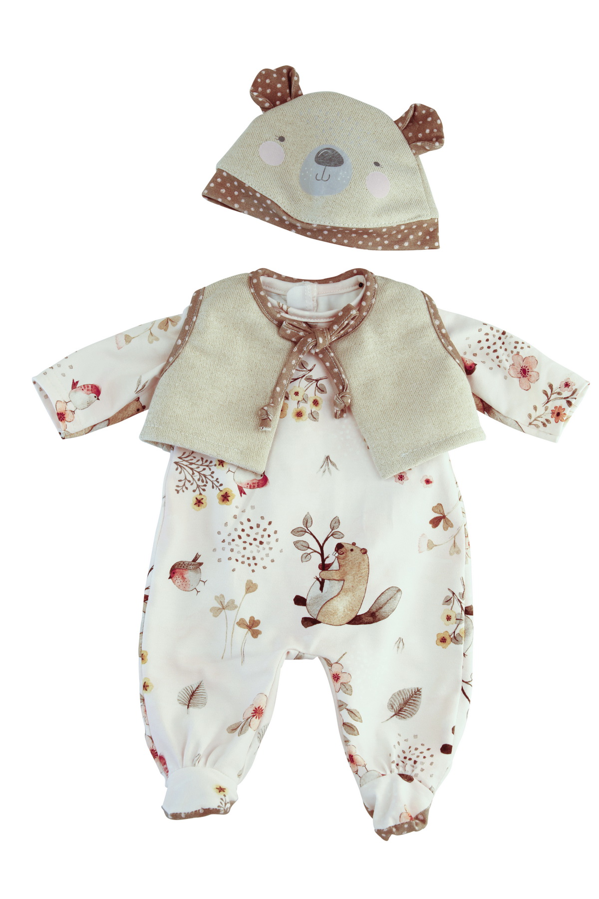 0045149 Kleidung zu Baby Amy 45 cm Biberoverall + Weste + Mütze