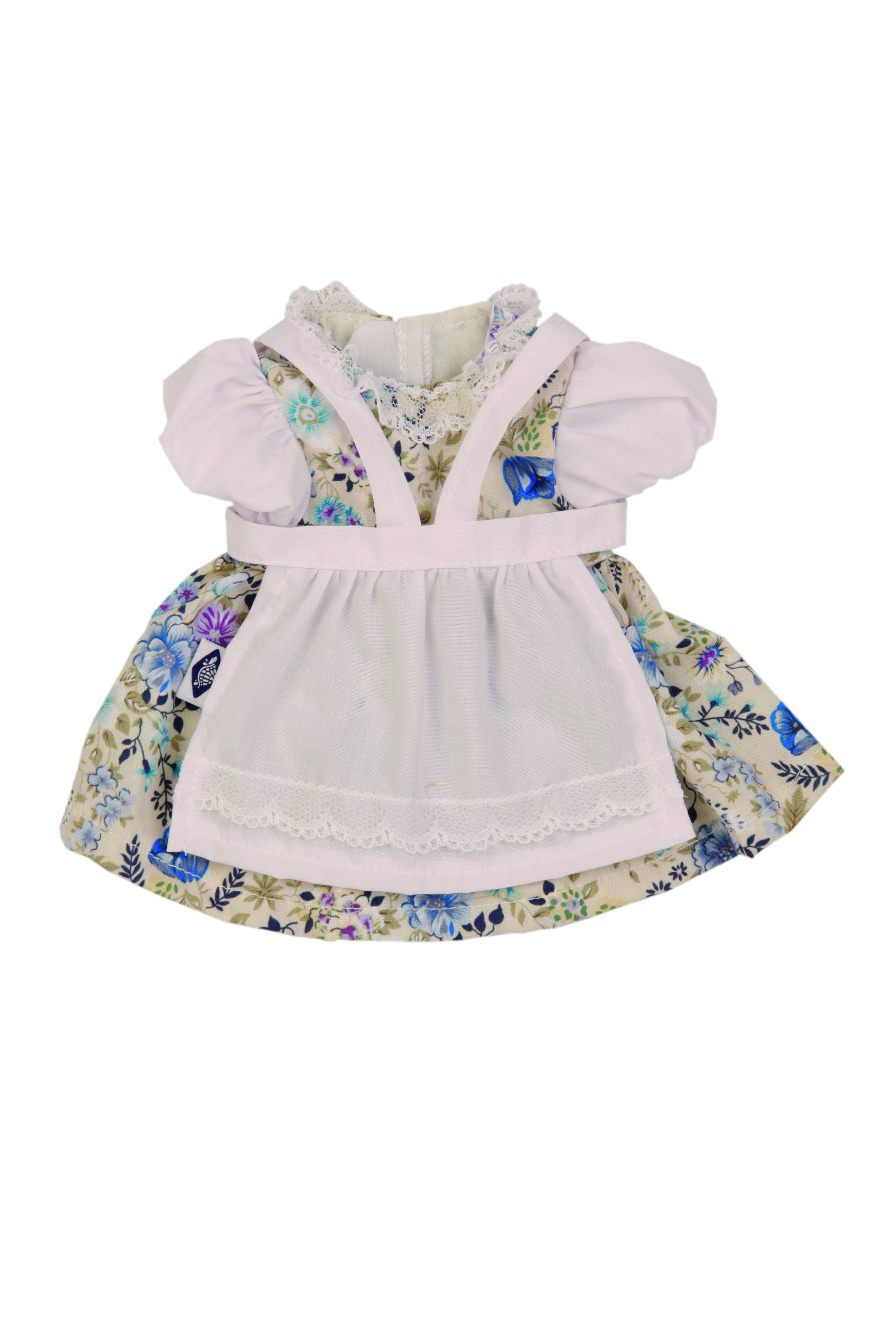 0029247ONsc3kLLodiwa Kleid zu Stehpuppe alt 29 cm Dirndl blau/weiss