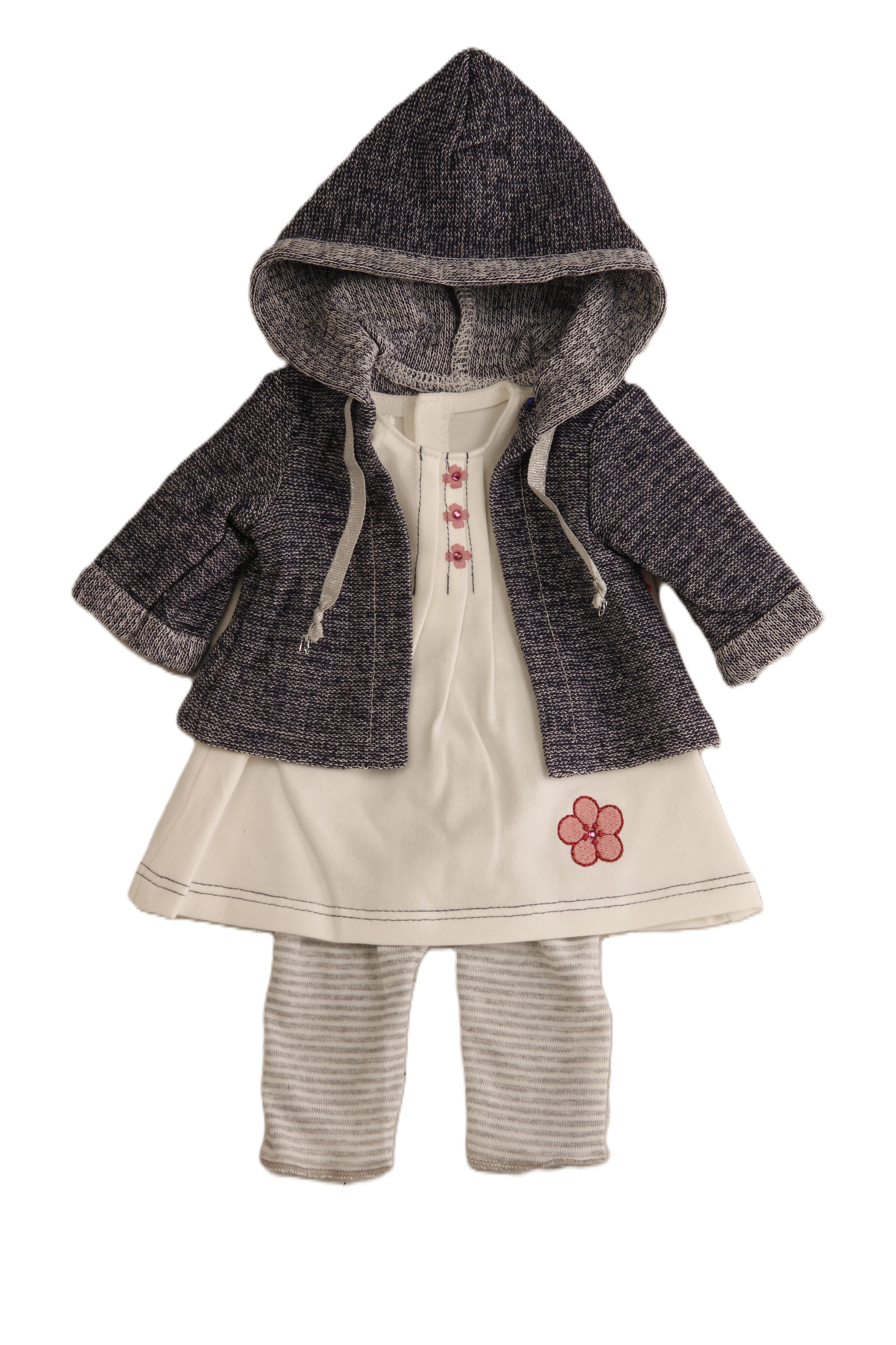 Kleidung zu Puppe Yella 46 cm rose/blau