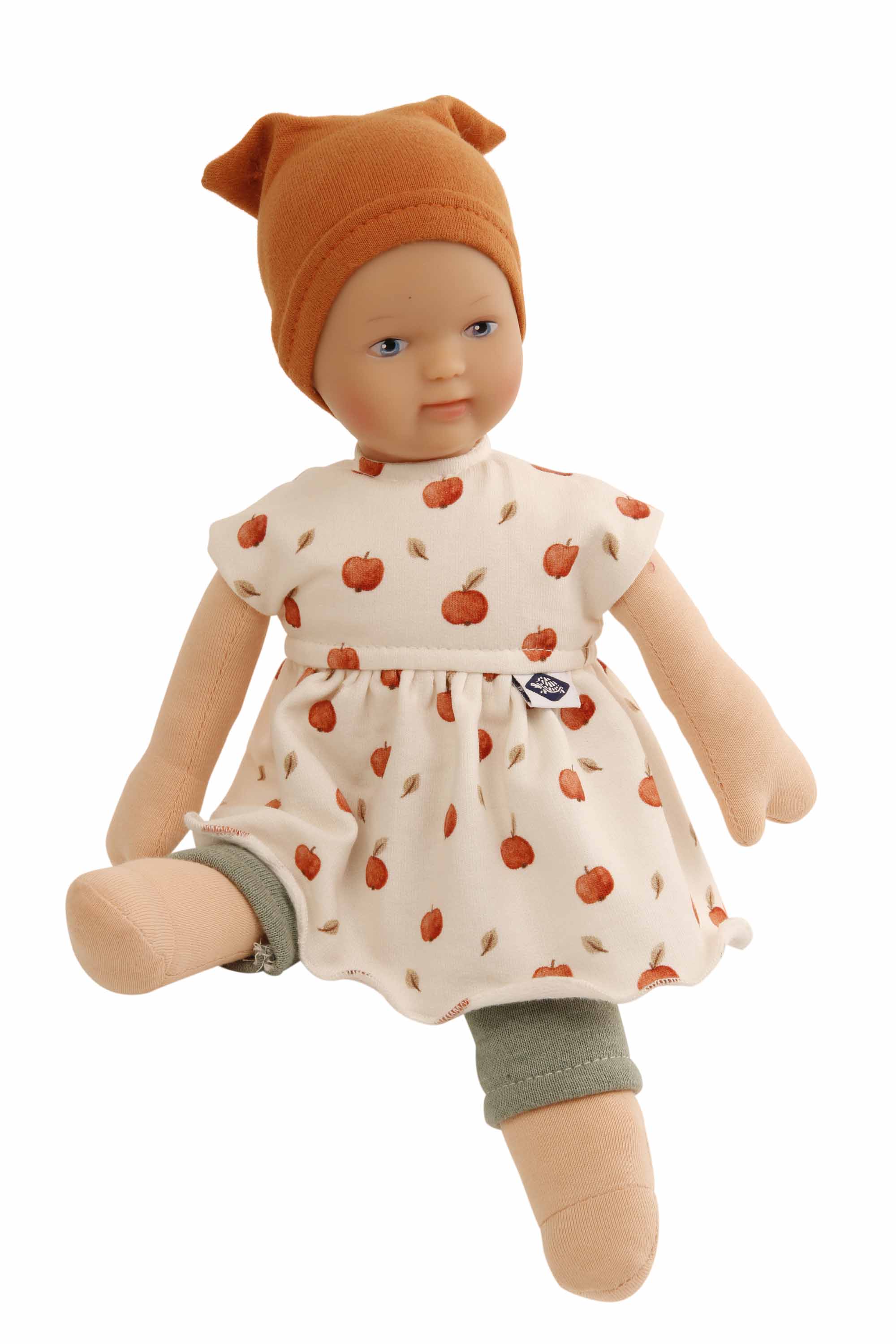 2630404 Puppe Schmuserle 30 cm Malhaar, blaue Malaugen, Kleidung Äpfelchen