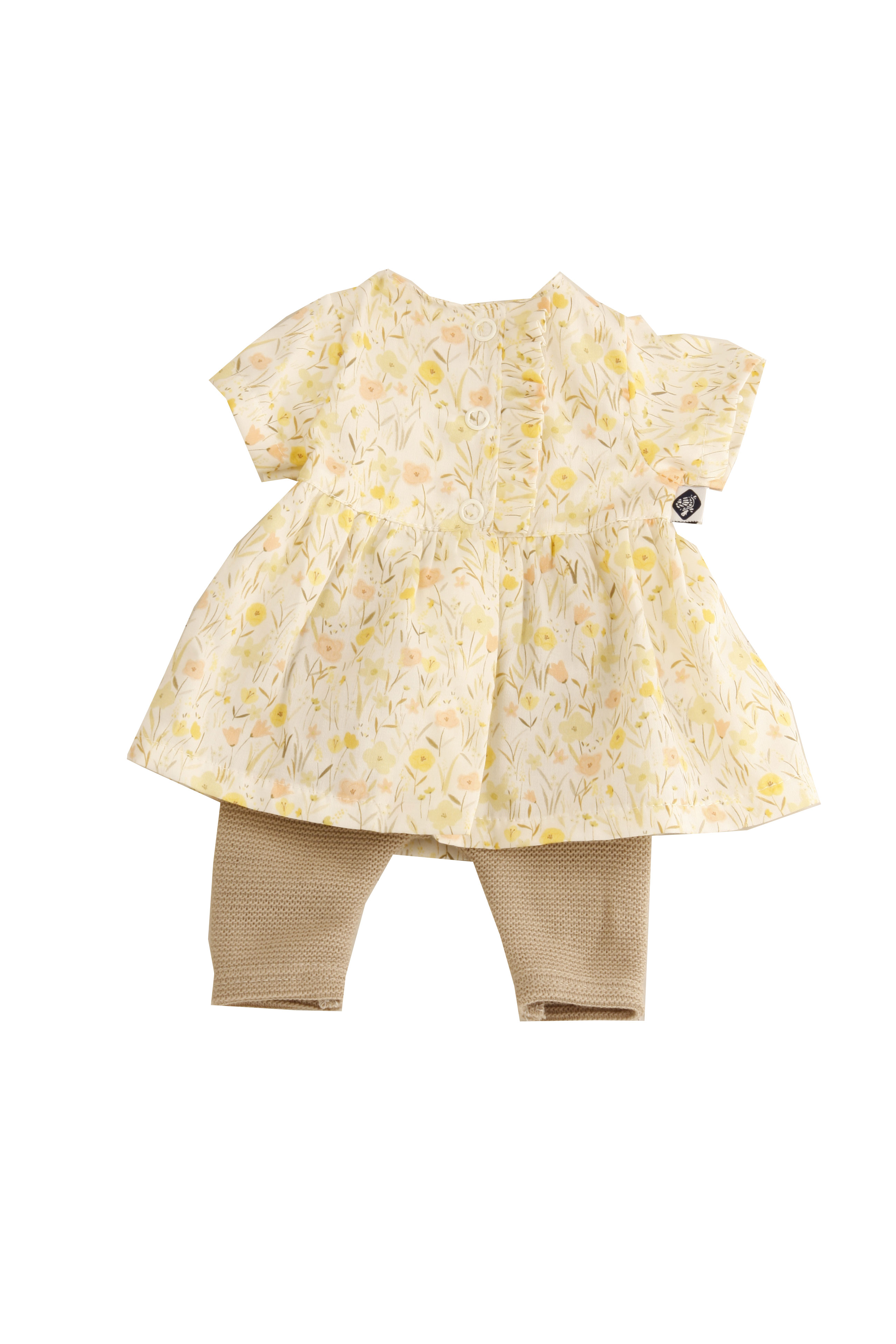 Kleidung zu Puppe 37 cm Schlummerle/Strampelchen/Schlenkerle/Lenchen Blumenkleid gelb/weiss