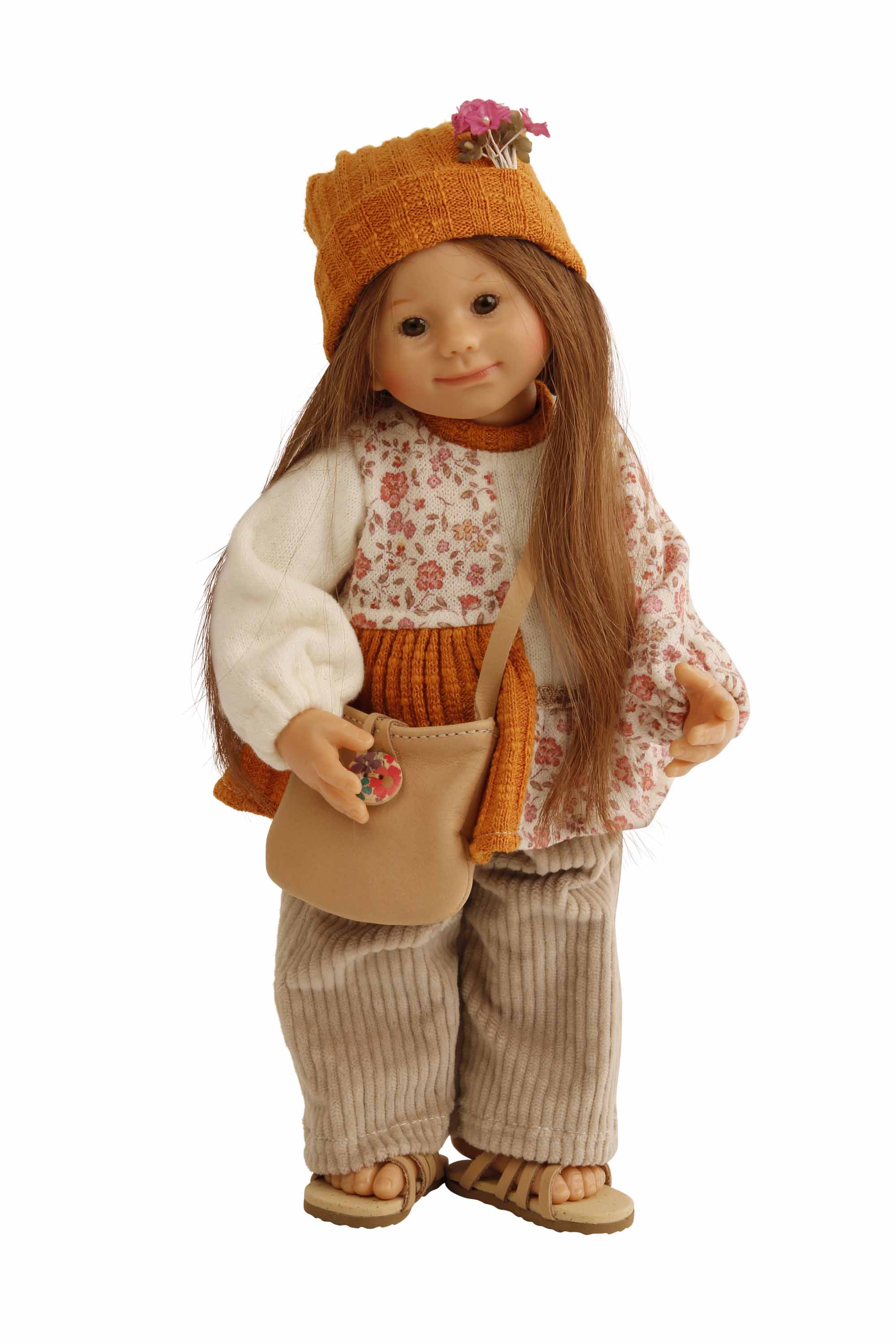 Puppe Müller-Wichtel Florentine 35 cm braune Haare, Flower-Power