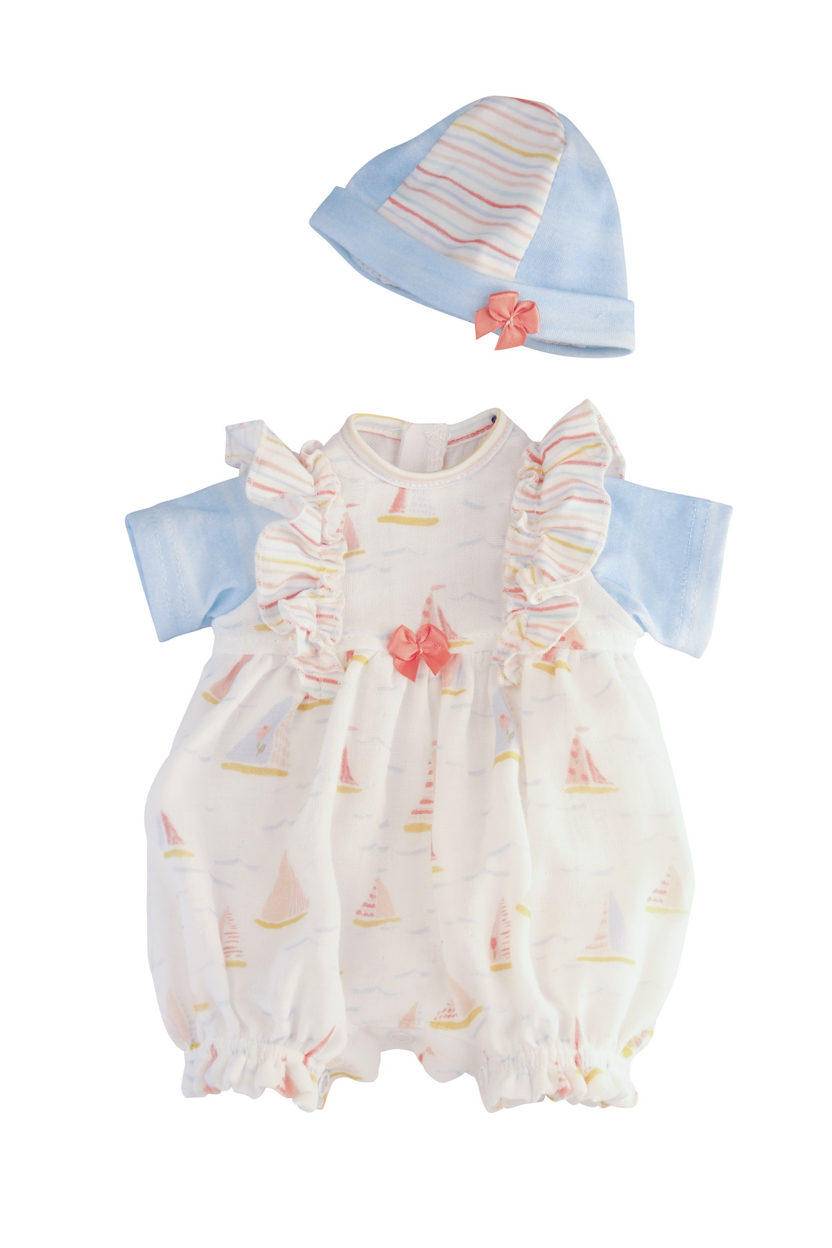 0037145 Kleidung zu Puppe 37 cm Schlenkerle, Kleidung sommerlich weiss/bla
