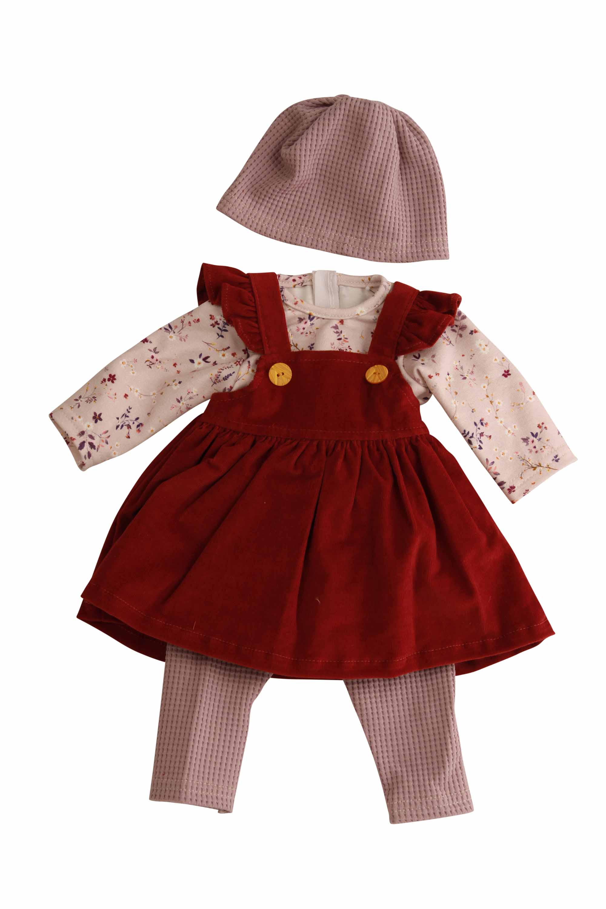 Kleidung zu Hanni/Susi/Amy 45 cm Blumenkleidung rose/lila/weinrot