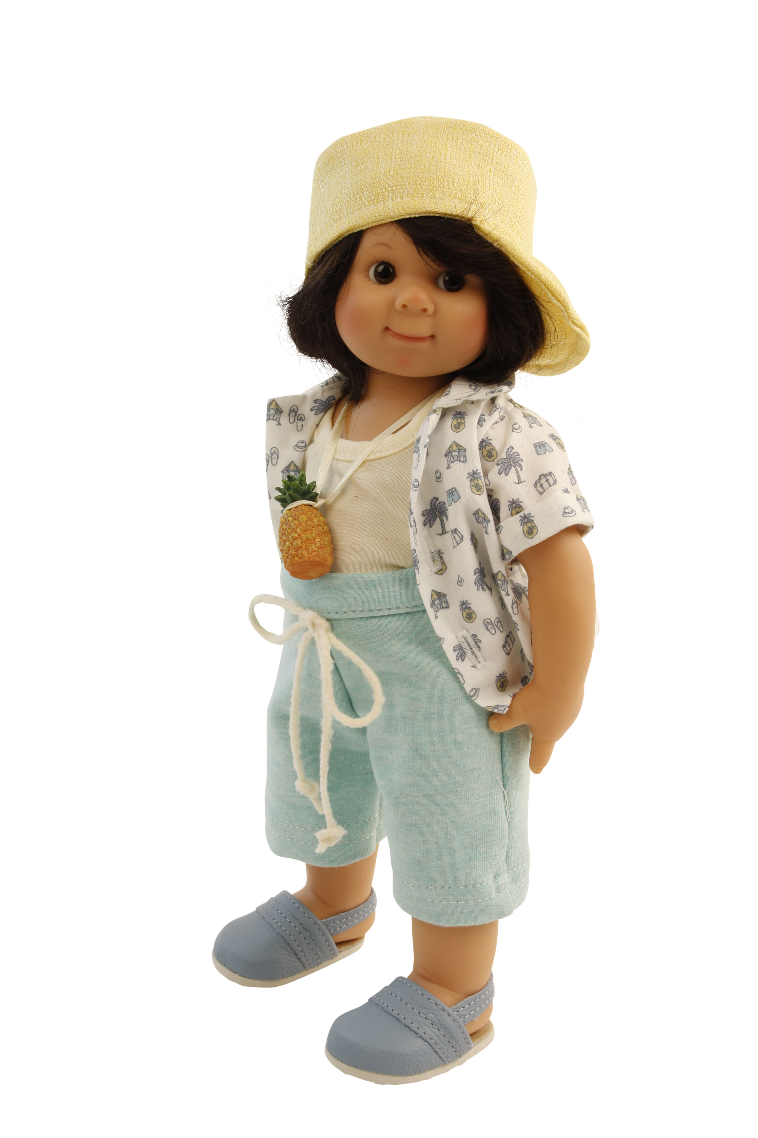 42130020 Puppe Müller-Wichtel Stephan 30 cm, schwarze Haare, Strandkleidung