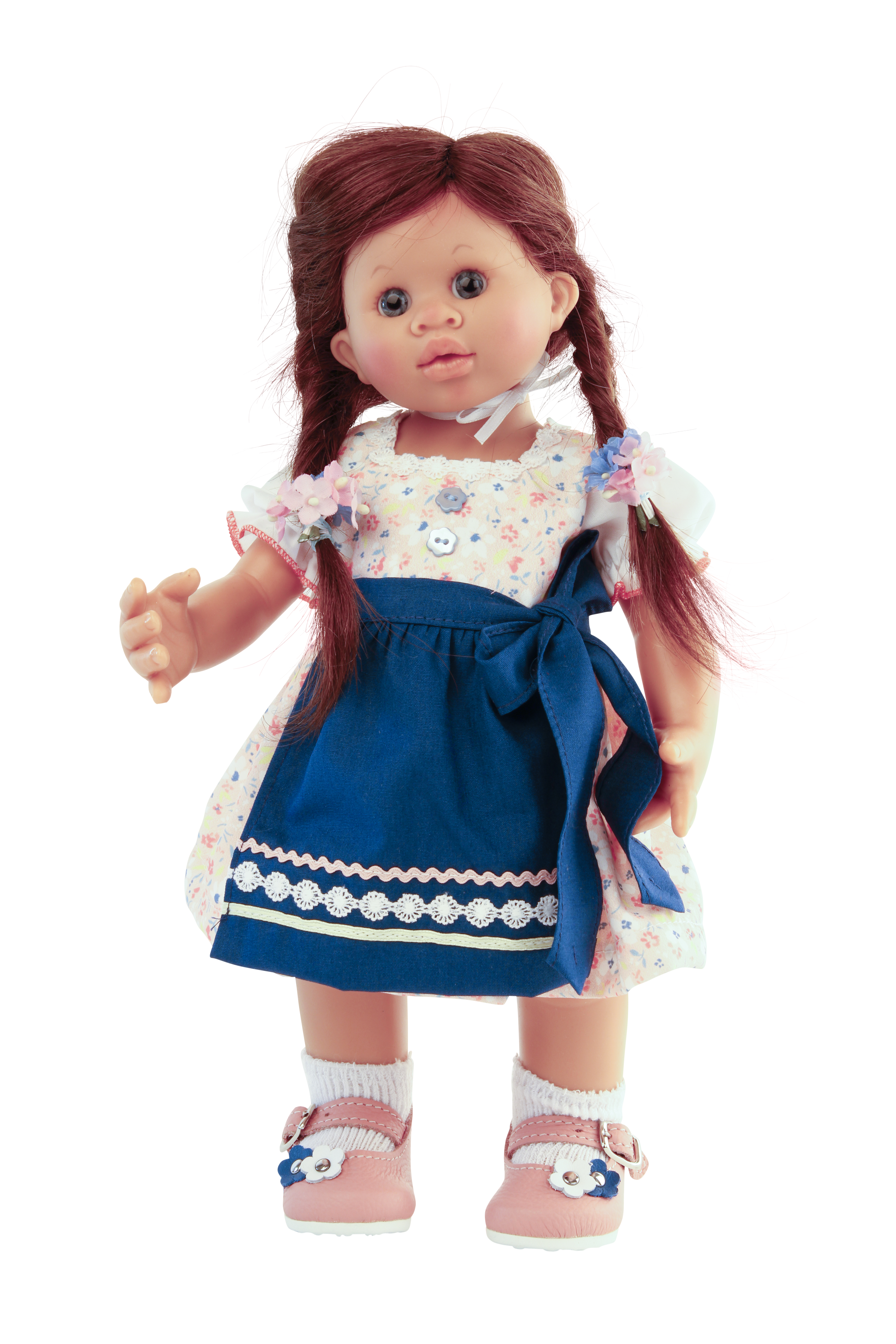 42030124 Puppe Müller-Wichtel Lili Gr.. 30, braune Haare, im Dirndl rose/blau
