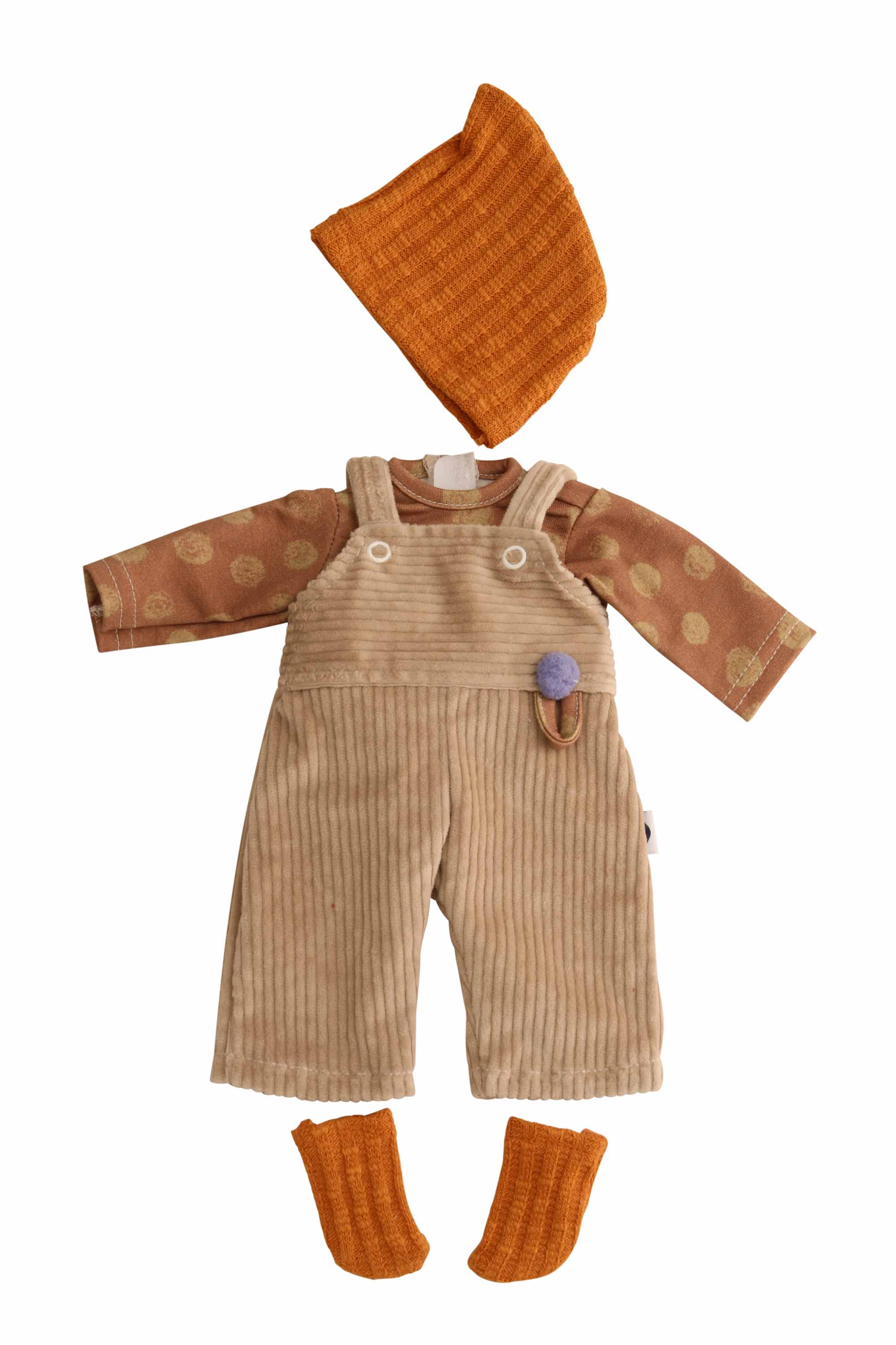 Kleidung zu Puppe Schlummerle 32 cm, Kleidung Junge braun/orange