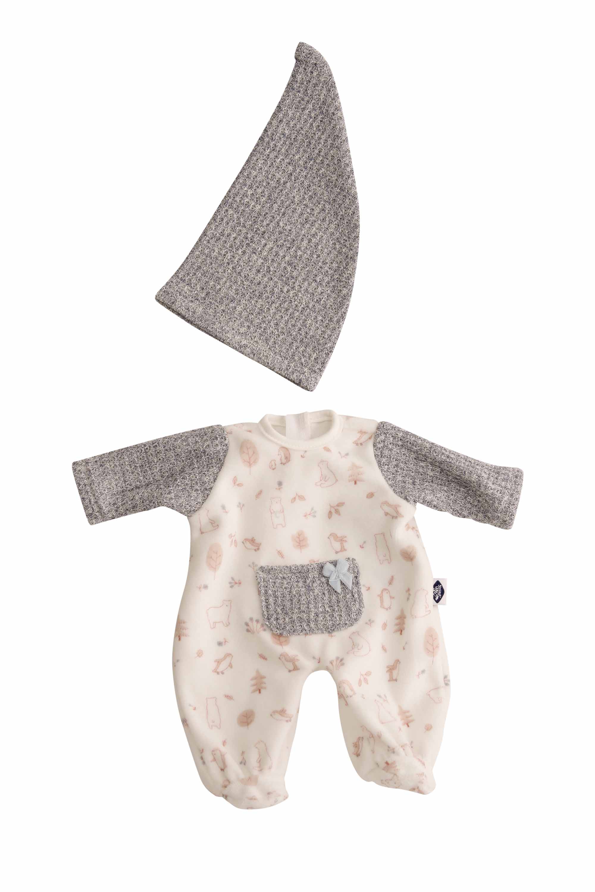 0032292 Kleidung zu Puppe Schlummerle 32 cm, Nickyoverall weiss/blau