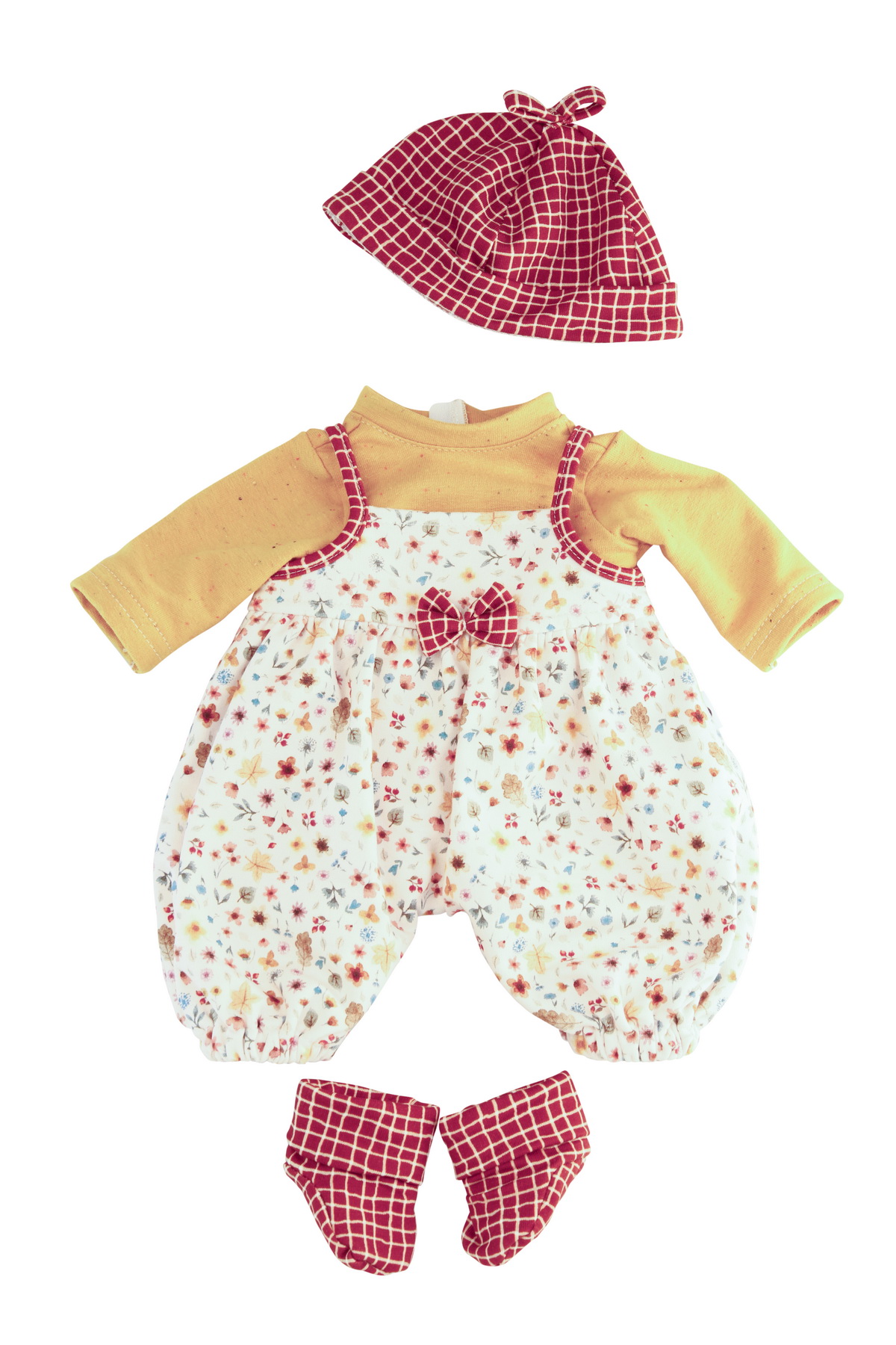0037144 Kleidung zu Puppe 37 cm Lenchen/Strampelchen/Schlummerle, Kleidung gelb/weiß/rot
