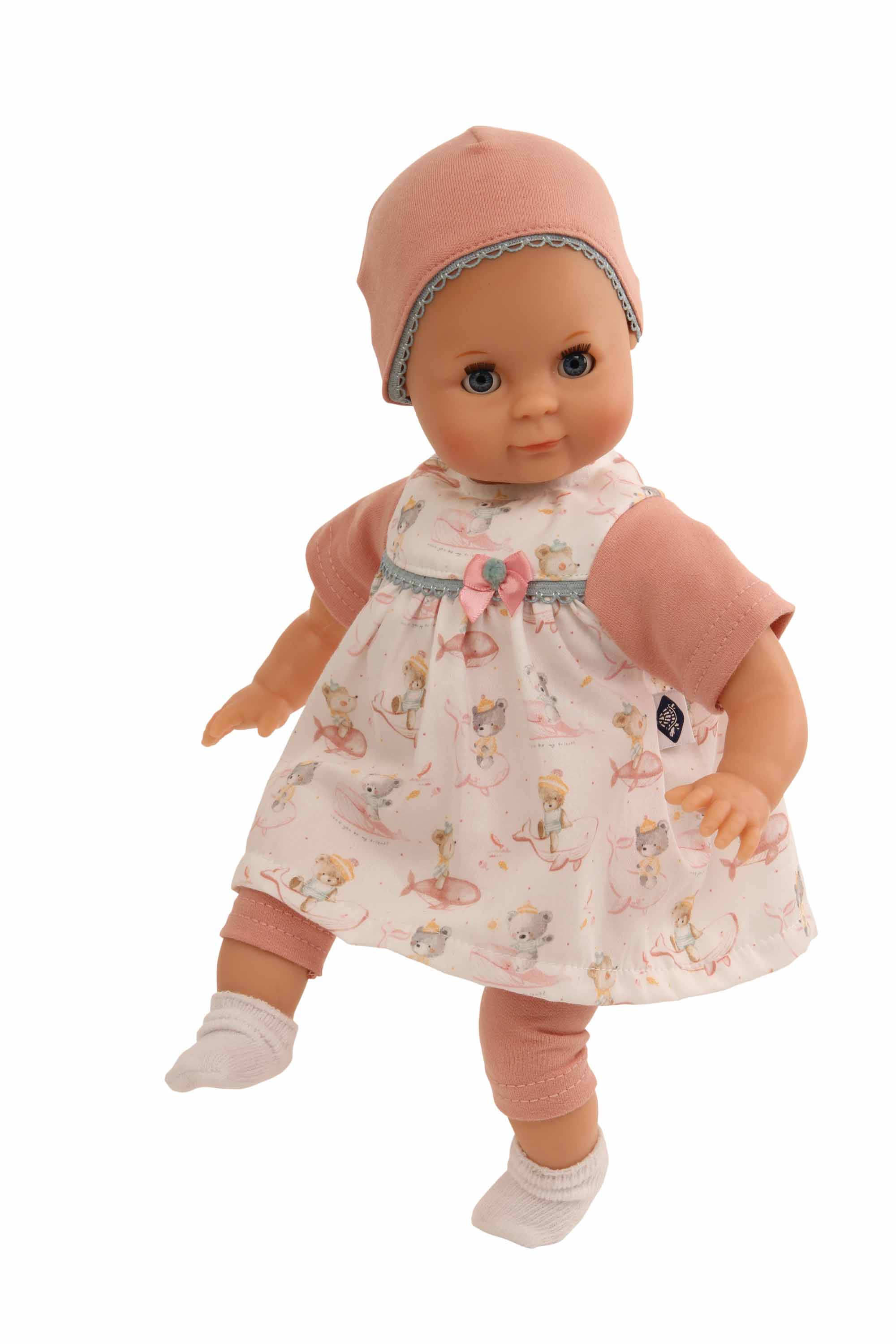 2432394 Puppe Schlummerle 32 cm mit Malhaar und blauen Schlafaugen, Kleidung Walfisch/Teddy