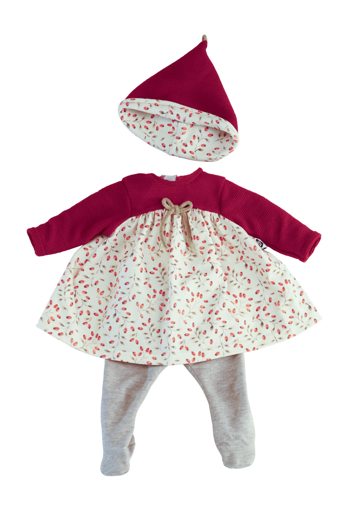 0037160 Kleidung zu Puppe 37 cm Strampelchen/Schlummerle/Lenchen rot/weiss