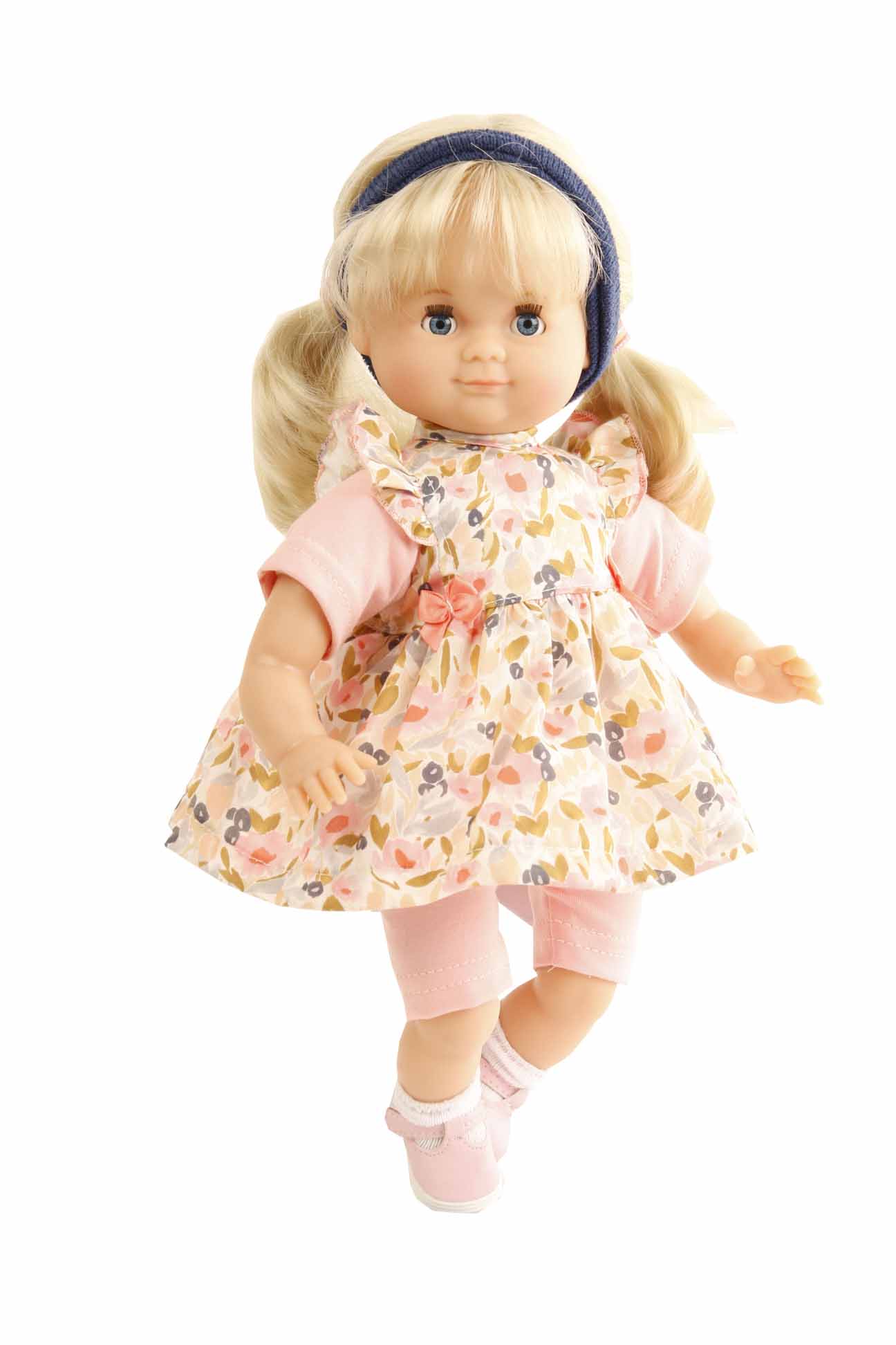 2032348 Puppe Schlummerle 32 cm blonde Haare, blaue Schlafaugen,Sommerkleidung rose/weiss