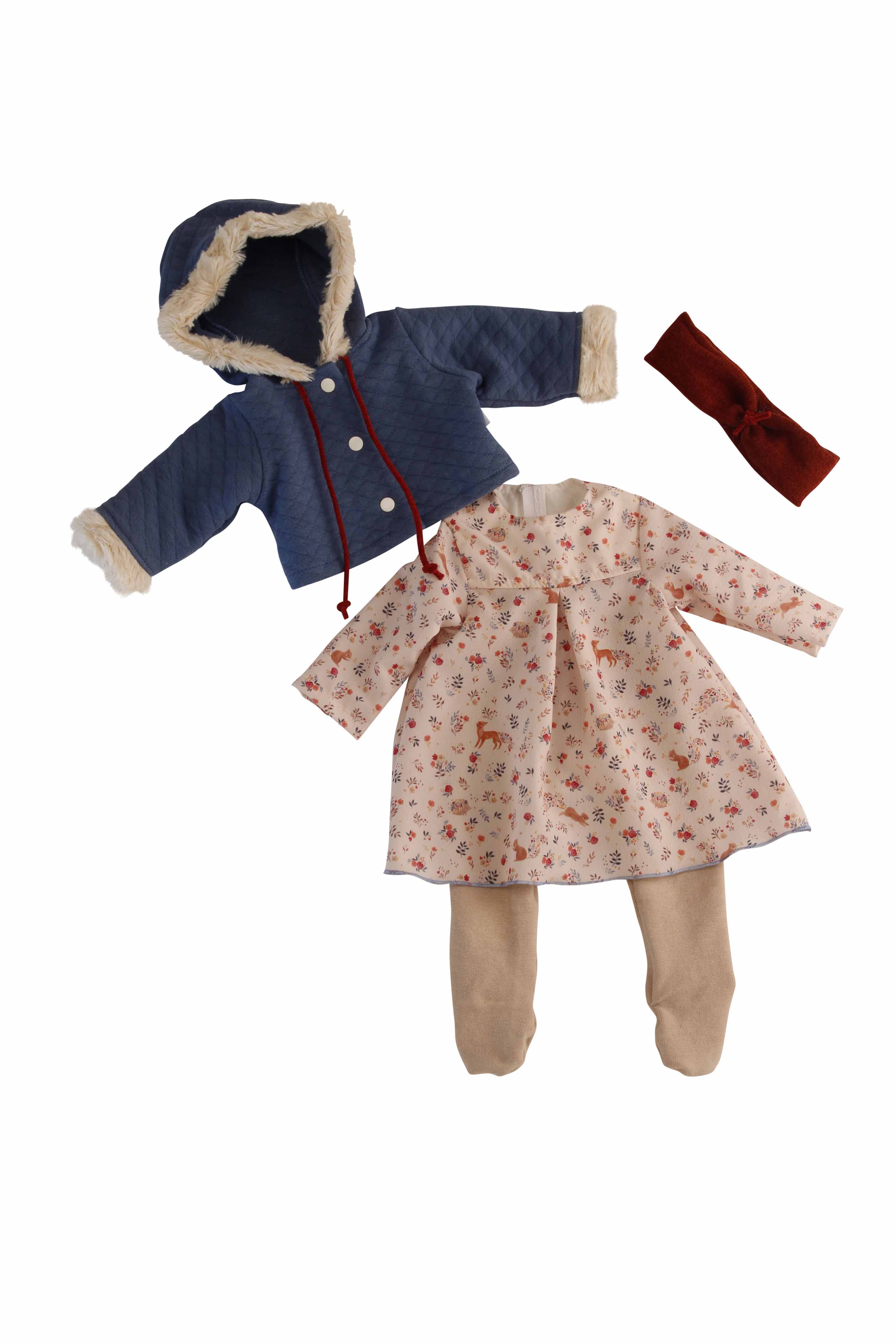 0052262 Kleidung zu Puppe 52 cm Elli/Klara/Julchen winterlich blau/rose