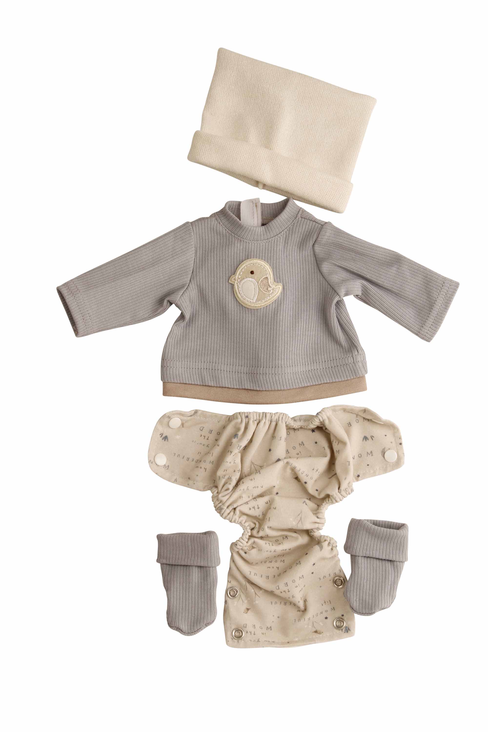 Kleidung zu Trink + Näßbaby 40 cm Finn, hellblau/beige