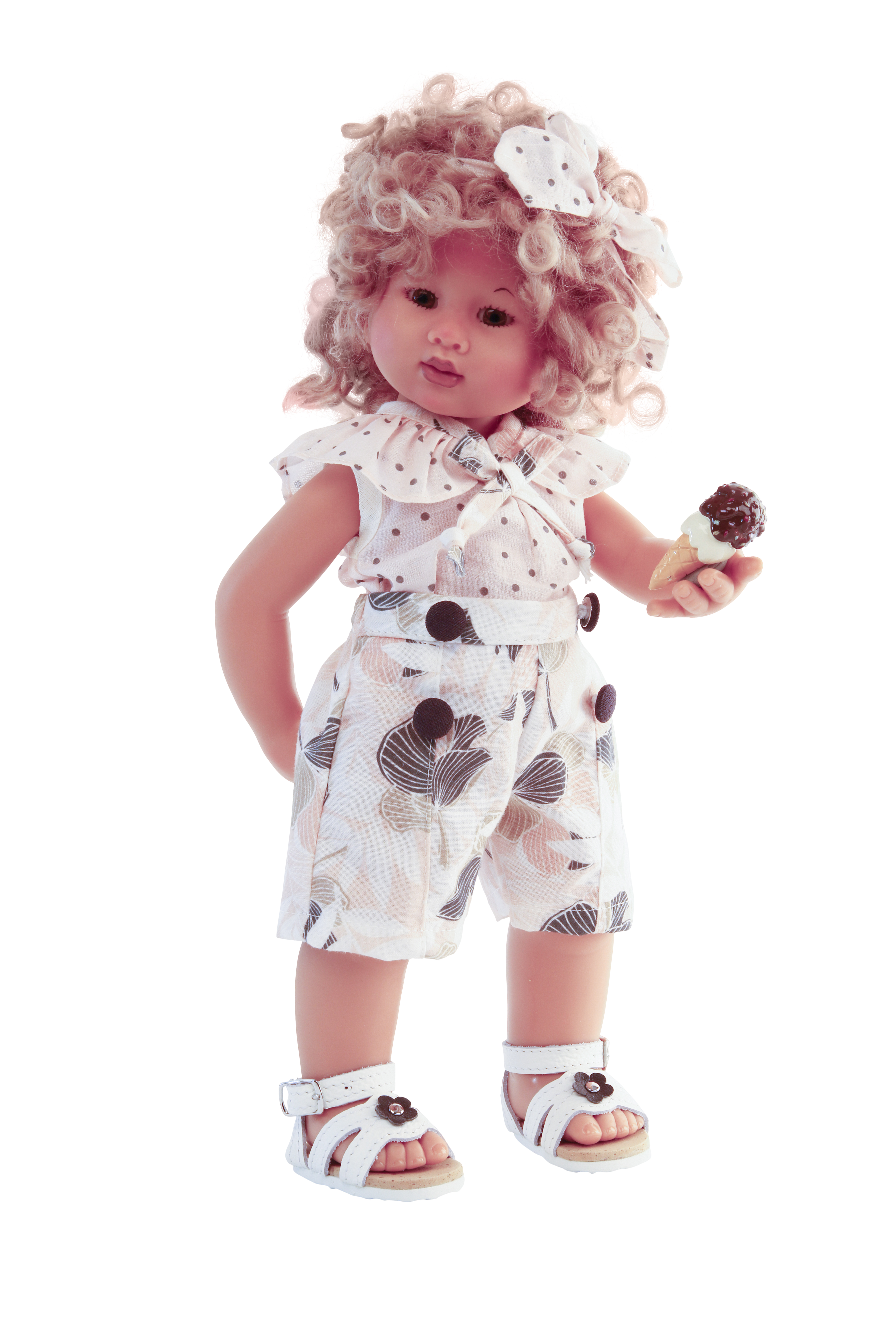 42630123 Puppe Müller-Wichtel Kimiko 30 cm blonde Haare, Kleidung rose/braun