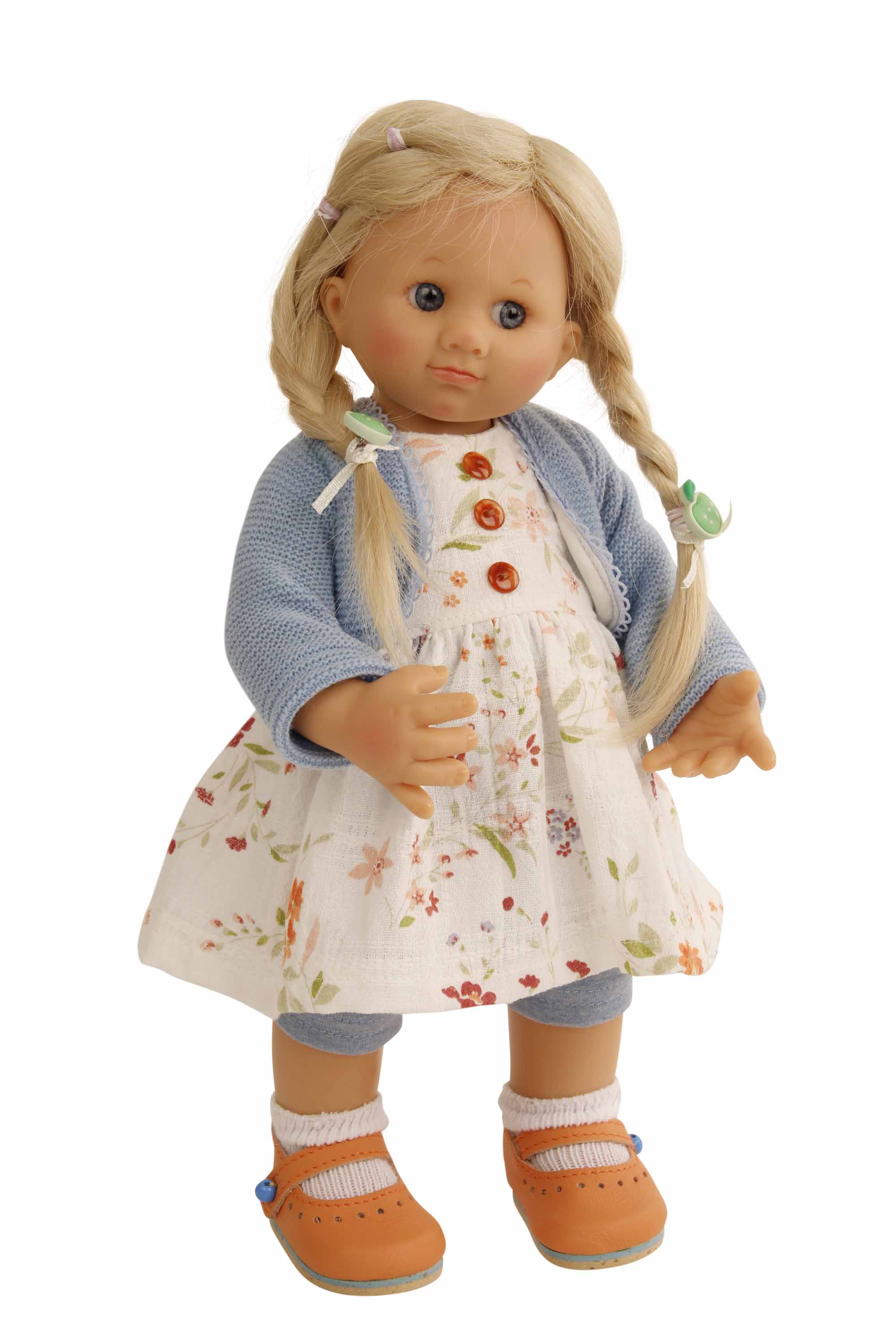 42430327 Puppe Müller-Wichtel Pia 30 cm blonde Haare, Blumenkleidung