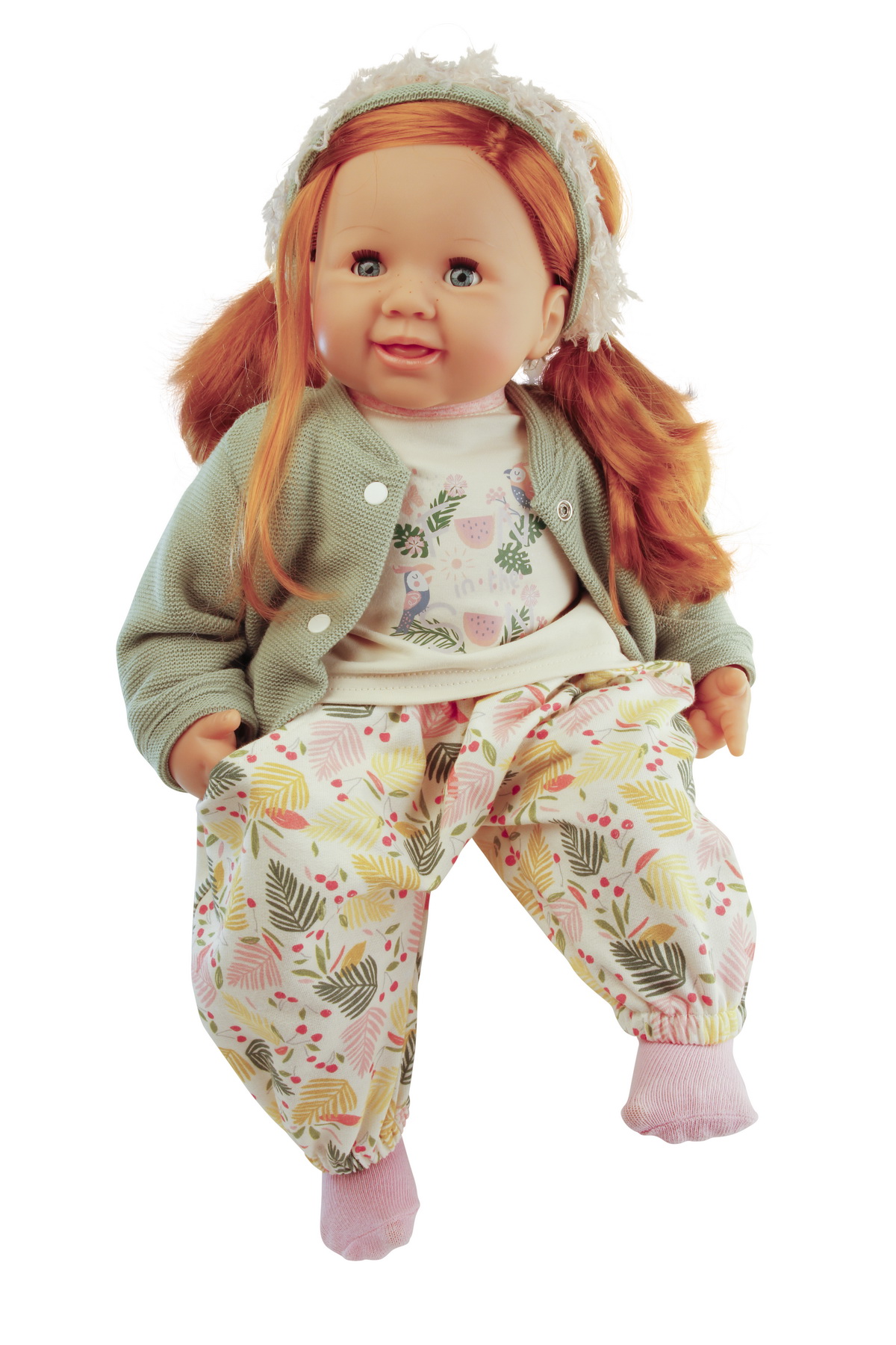 2152166 Puppe Klara 52 cm rote Haare, blaue Schlafaugen, Dschungel-Kleidung