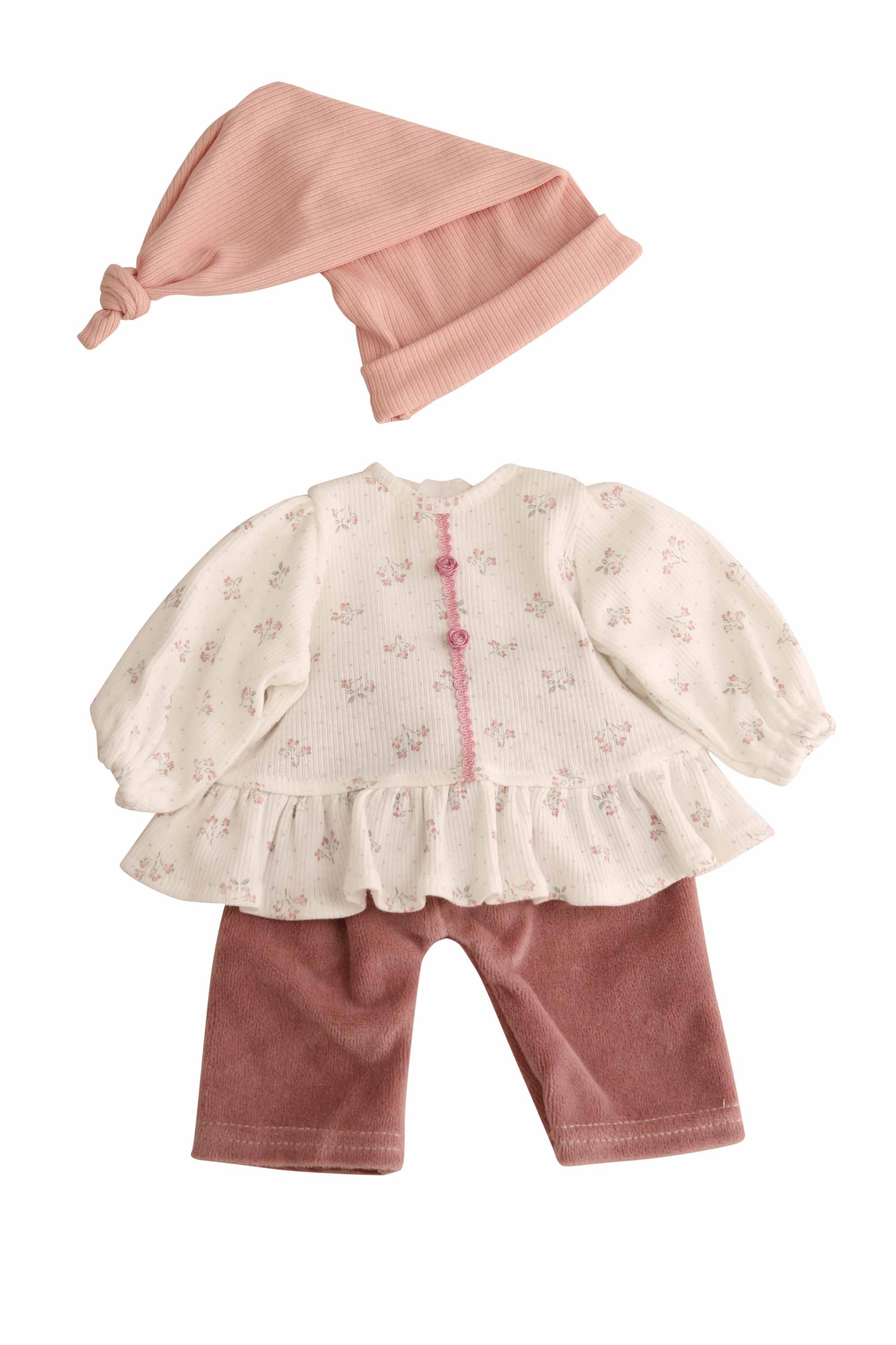 Kleidung zu Puppe 37 cm Schlenkerle, Kleidung weiss/rosa/aubergine