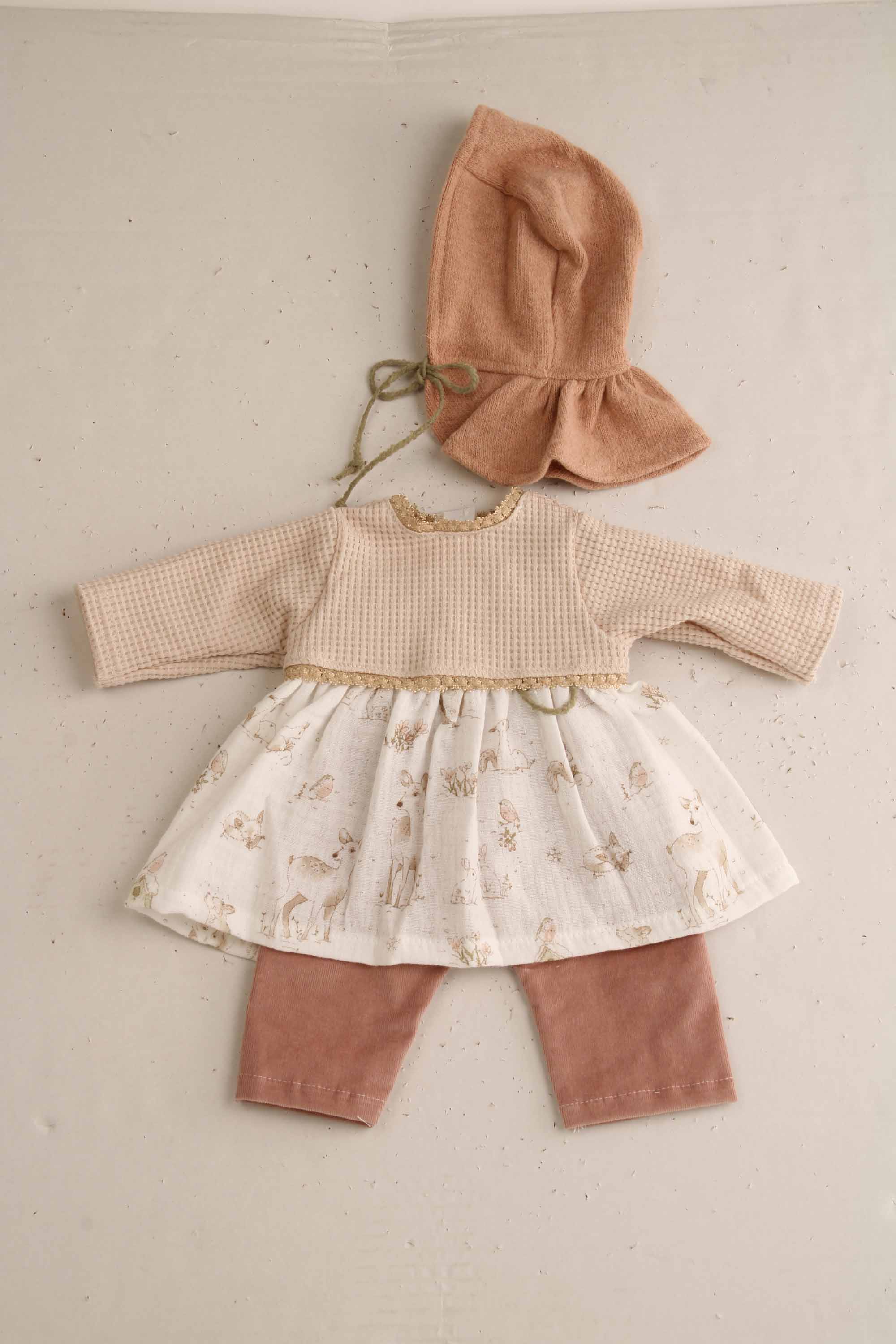 Kleidung zu Baby Amy 45 cm Winterkleidung rosenholz/beige