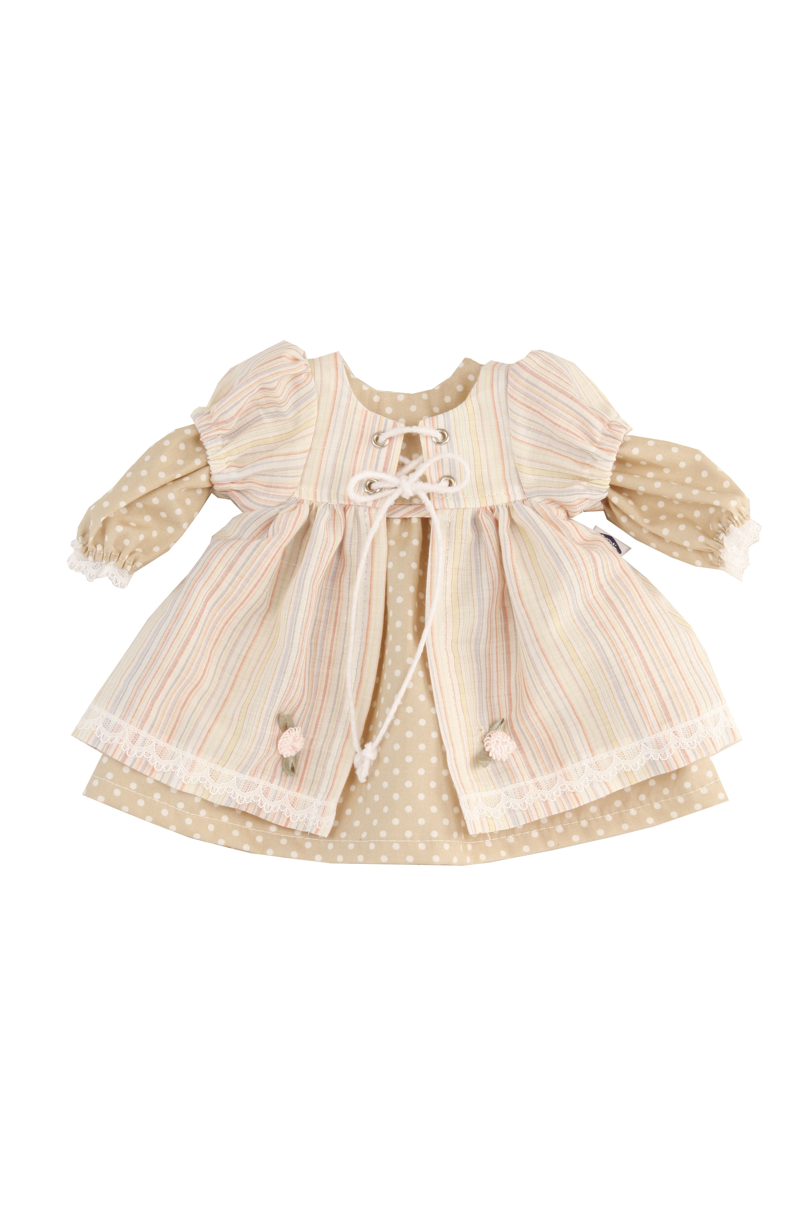 0041090FOEXXs7DYpnA2 Kleid für Stehpuppe 41 -64 cm Sommerkleid braun/beige/rose