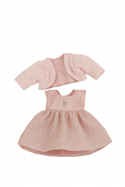 Kleid für Stehpuppe 18 cm, festlich rose