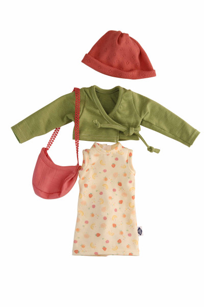 Kleidung zu Puppe Yella 46 cm gelb/grün/rot