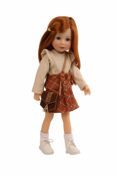 Stehpuppe Yella 46 cm rote Haare, Kleidung Karo