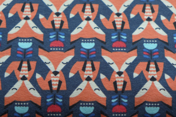 100% cotton jersey fabric printed with foxes