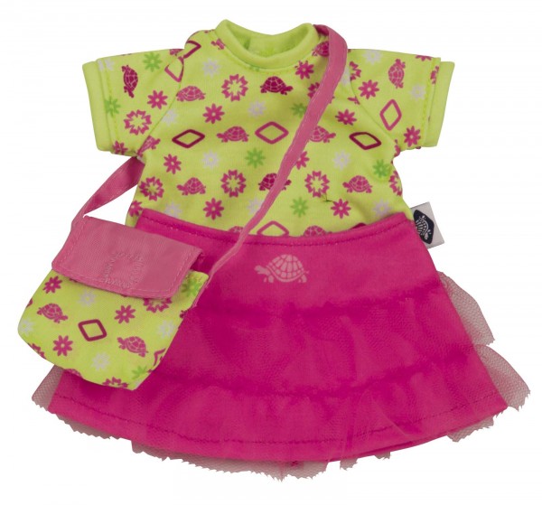 Kleid grün/pink für Puppe Emmeline 30 cm