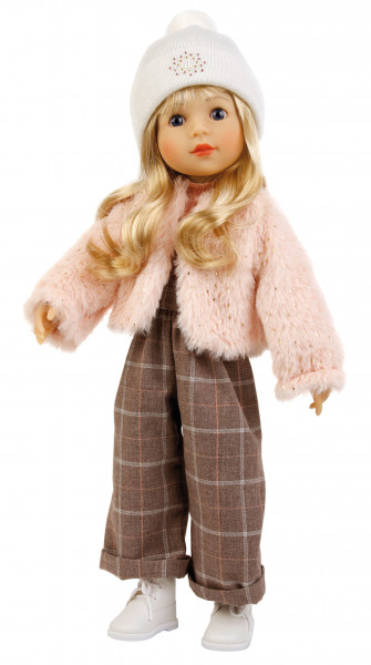 Stehpuppe Yella 46 cm blonde Haare, winterliche Kleidung