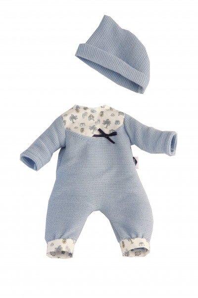 Kleidung zu Puppe Mein 1. Baby 28 cm Strickoverall blau/weiss