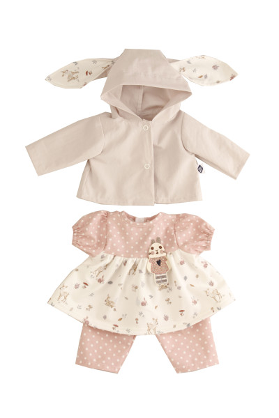 Kleidung zu Baby Amy 45 cm rose mit Hasenmotiv