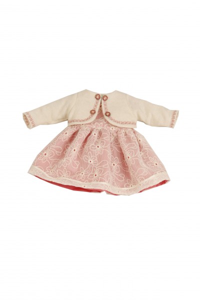 Kleid für Stehpuppe 41 cm rose/weiss