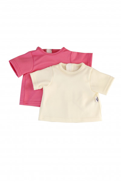 Shirts 2-er Set für Puppen 32-52 cm in beige/pink